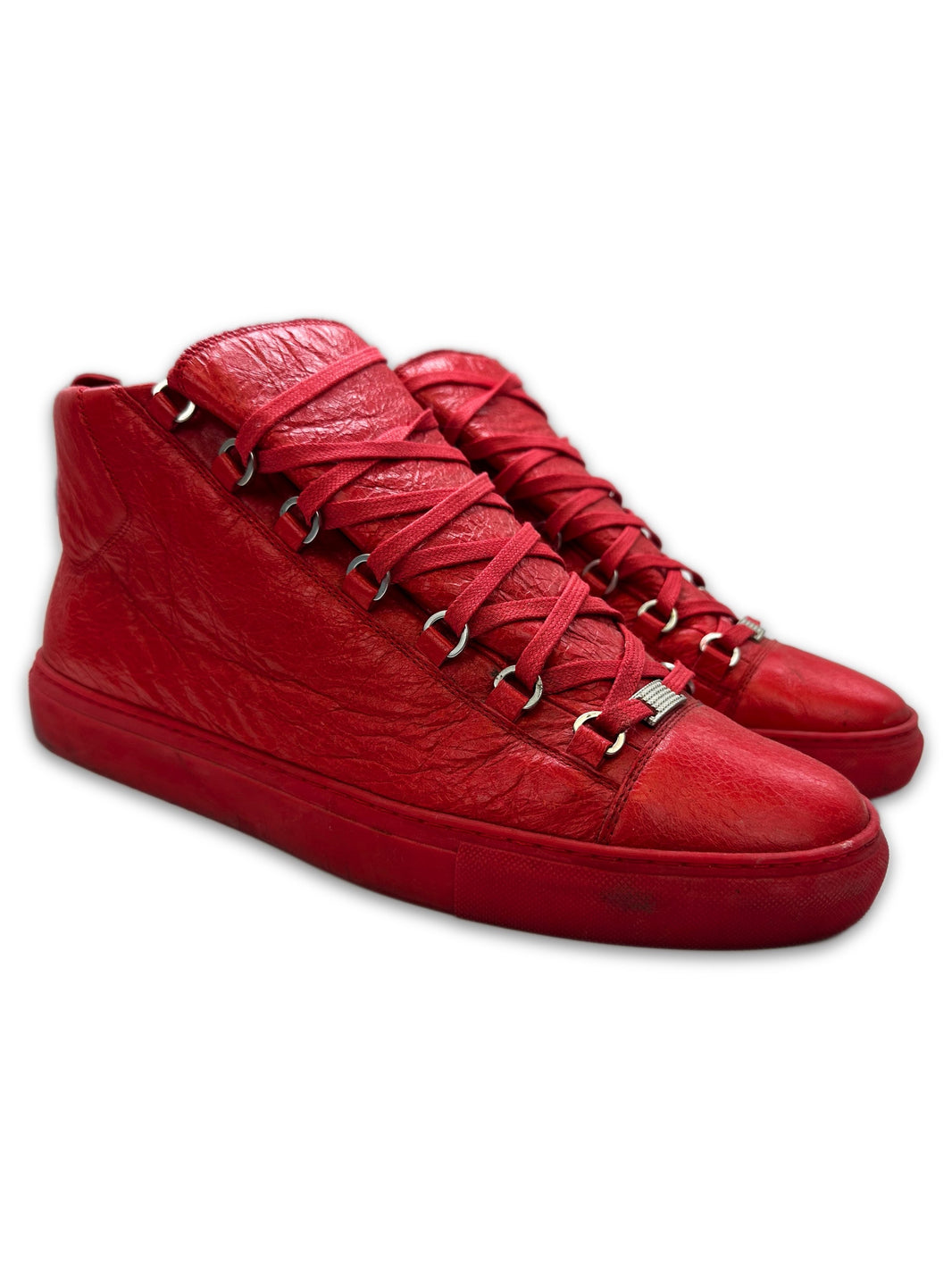 Balenciaga ‘Arena’ Cherry Red Leather Hi-top Sneakers