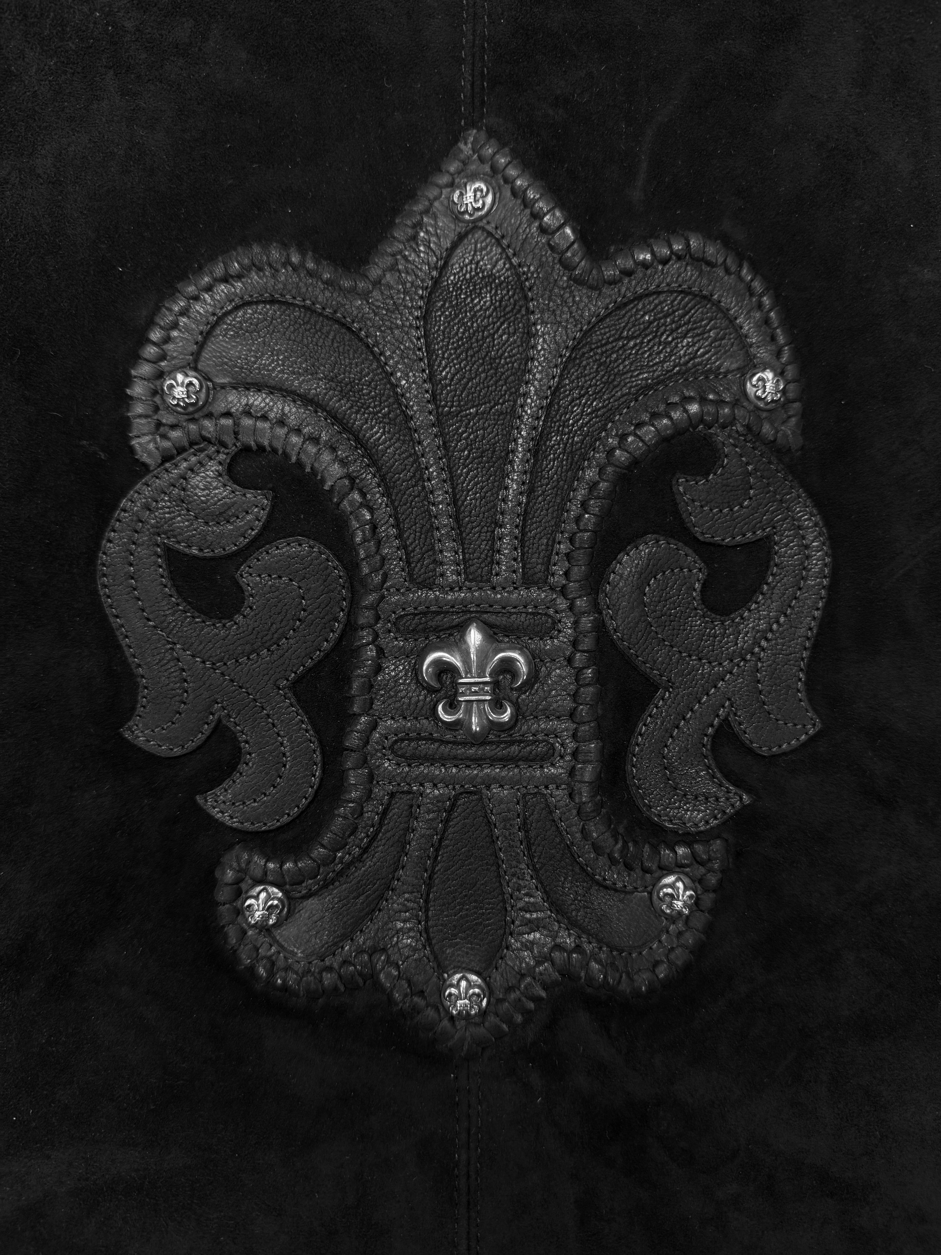 Chrome Hearts ‘Fleur de Lis’ Leather Patch Suede Cross Button Vest