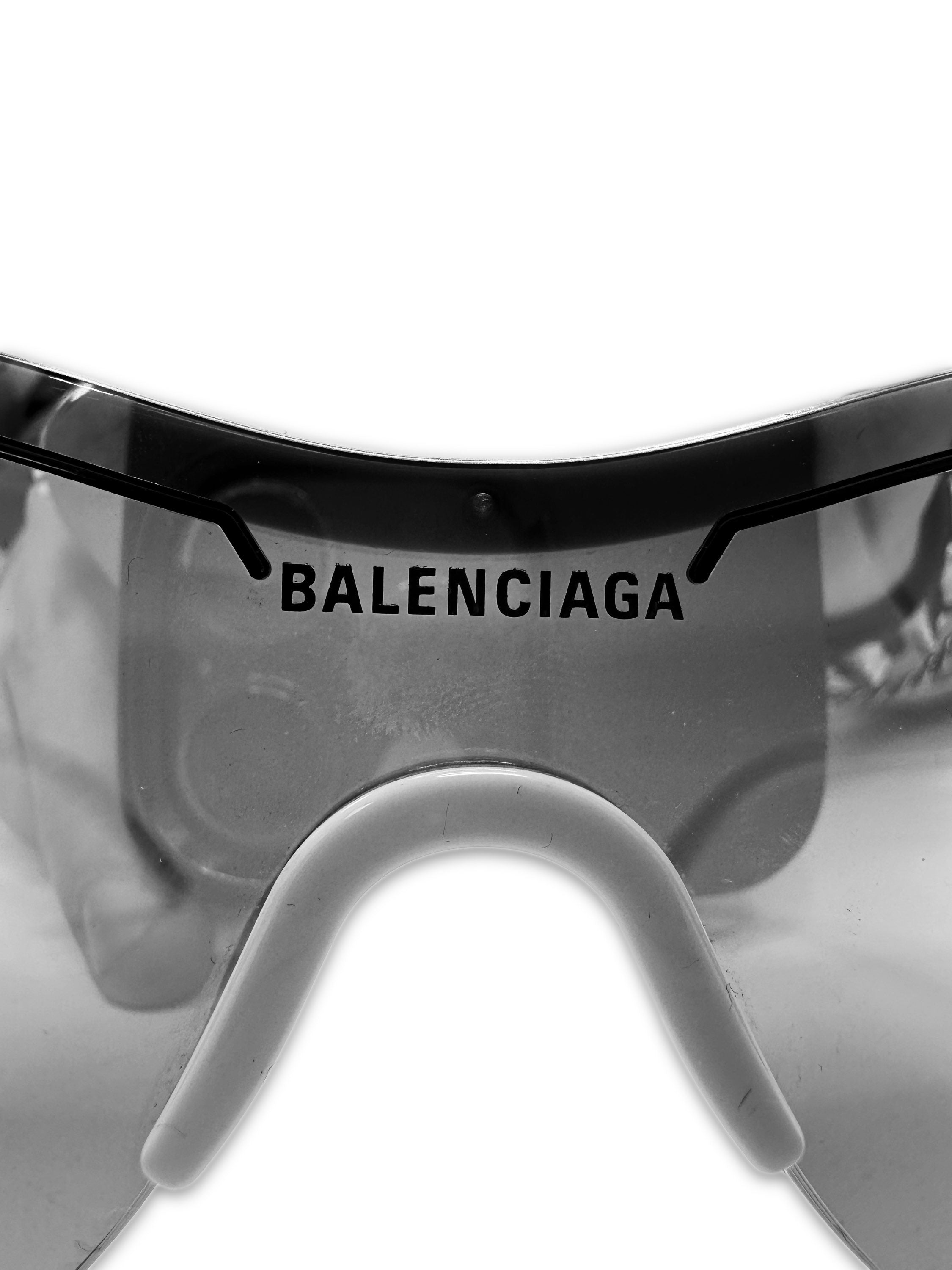 Balenciaga ‘Ski’ White Reflective Centre Logo Sunglasses