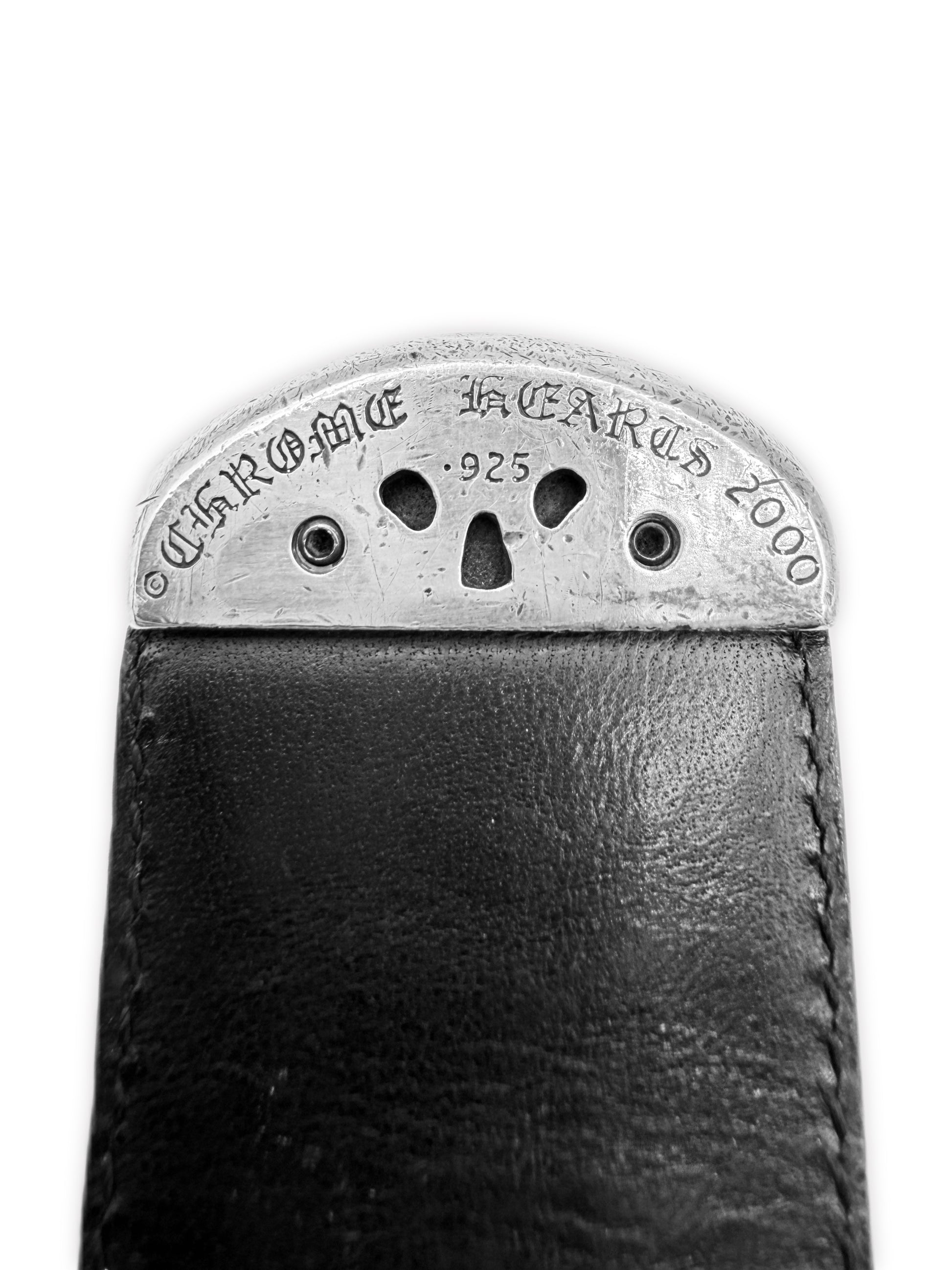 Chrome Hearts OTJ Square Buckle Silver 3 Piece Black Leather Belt