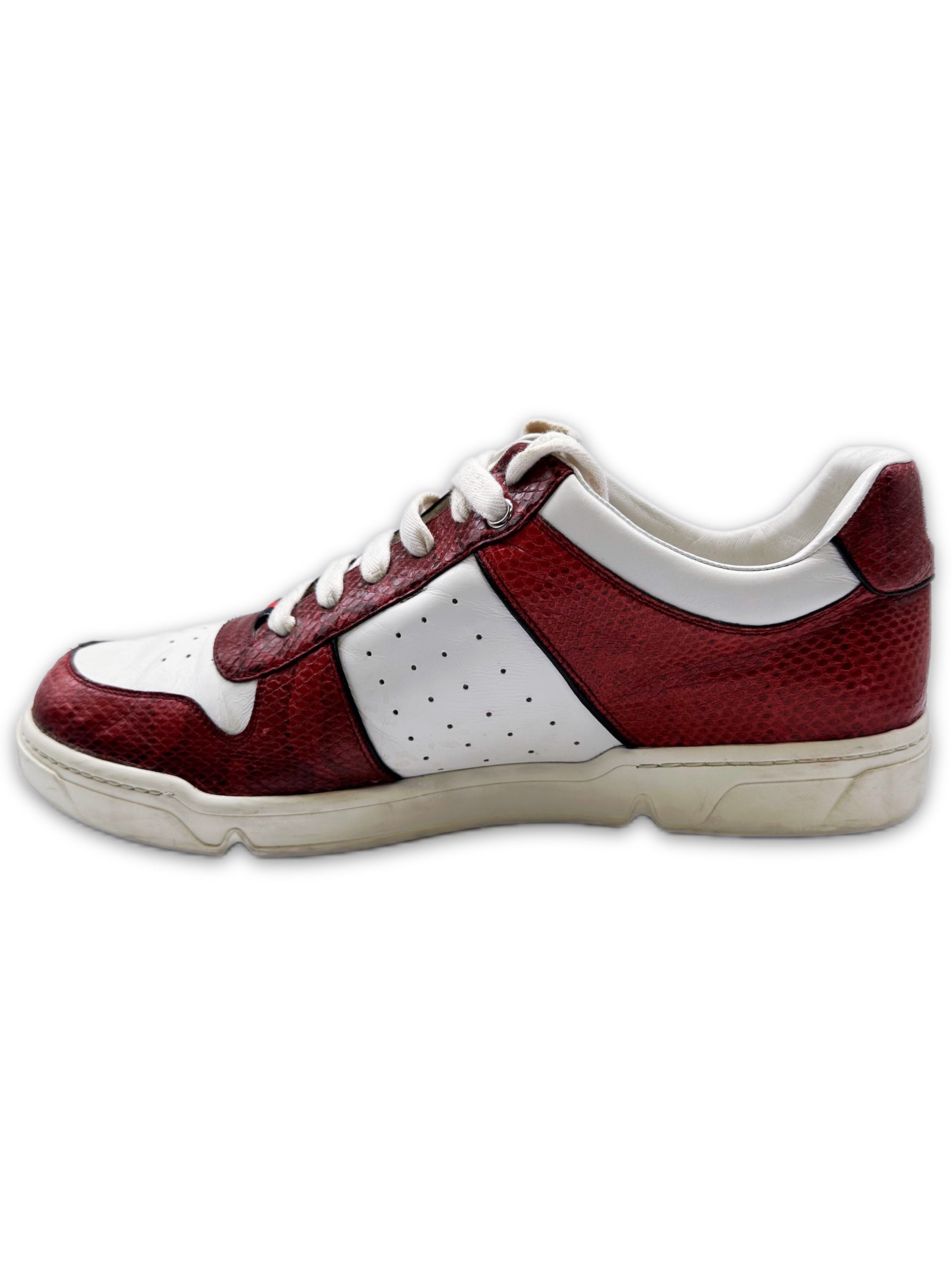 Gucci Red Python Faux Leather GG Monogram Low-top Sneakers