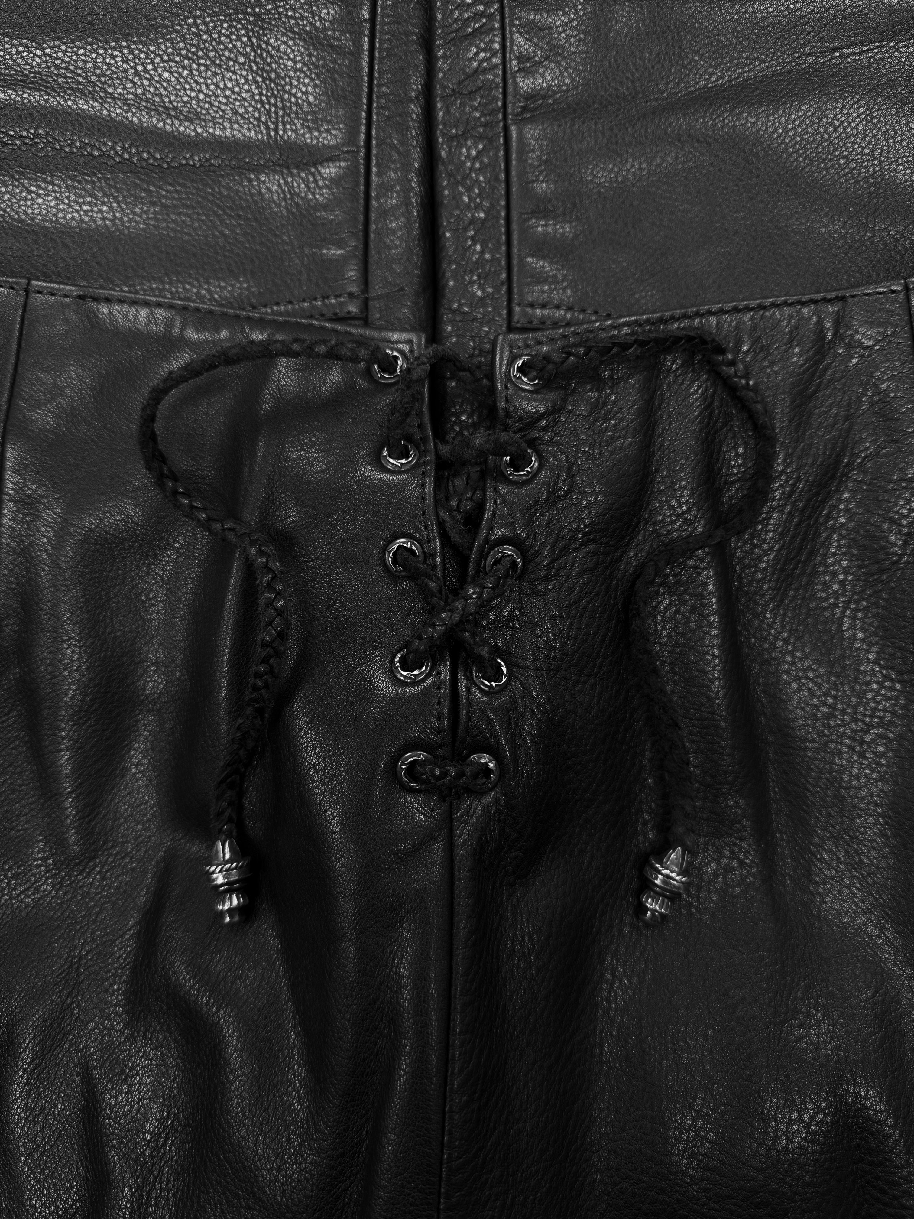Chrome Hearts 1/1 Fleur Knee Leather Lace Corset Pants