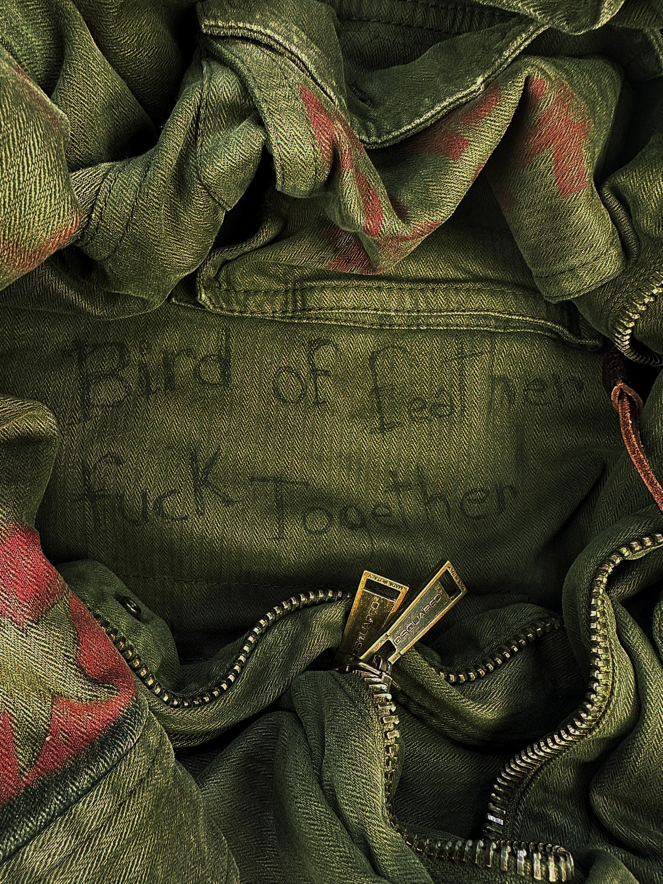 AW12 Dsquared2 ‘Anarchy’ Rebel Graffiti Military Herringbone Jacket