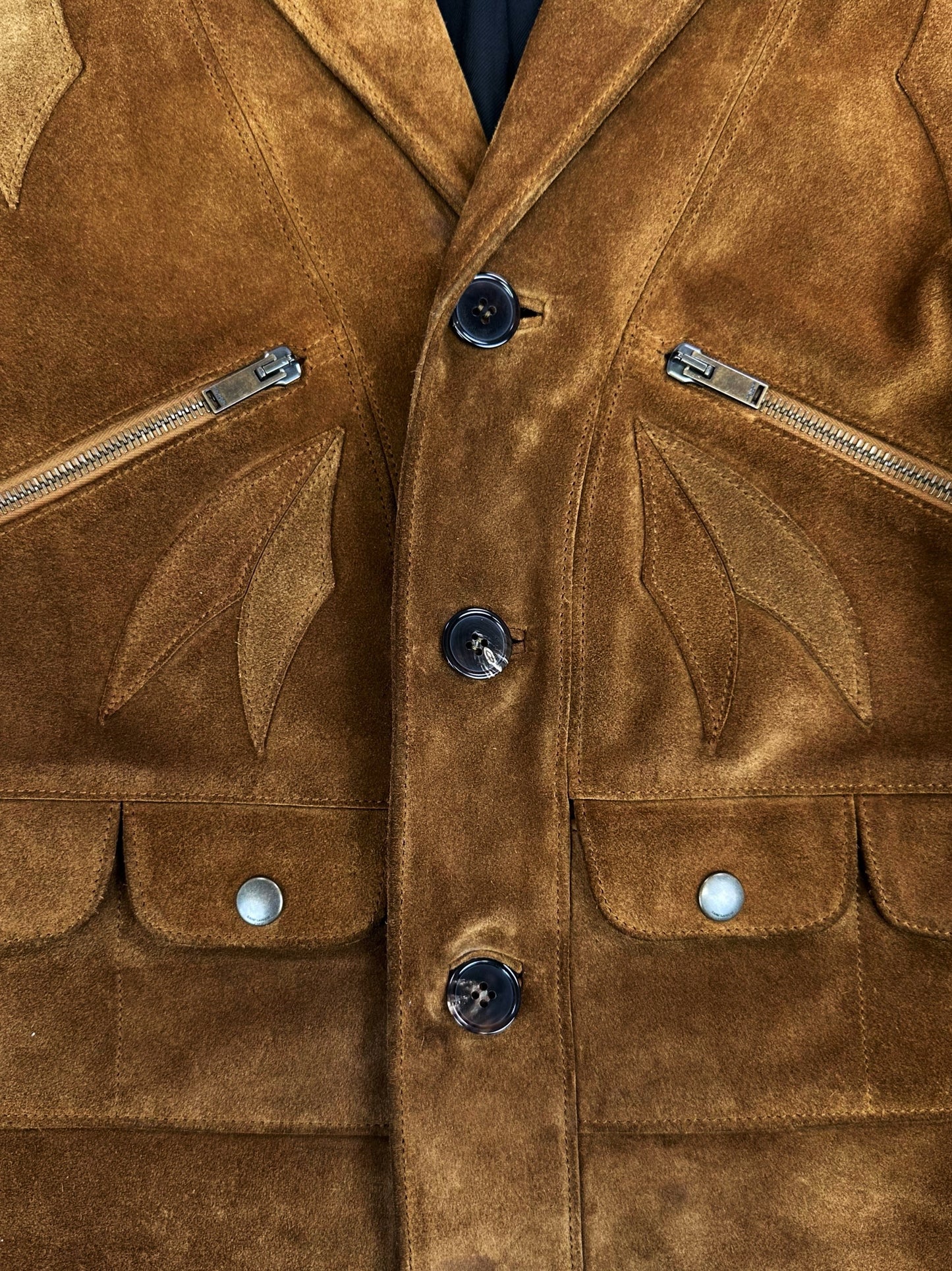 SS20 Saint Laurent Paris Suede ‘Carved’ Multi Pocket Jacket