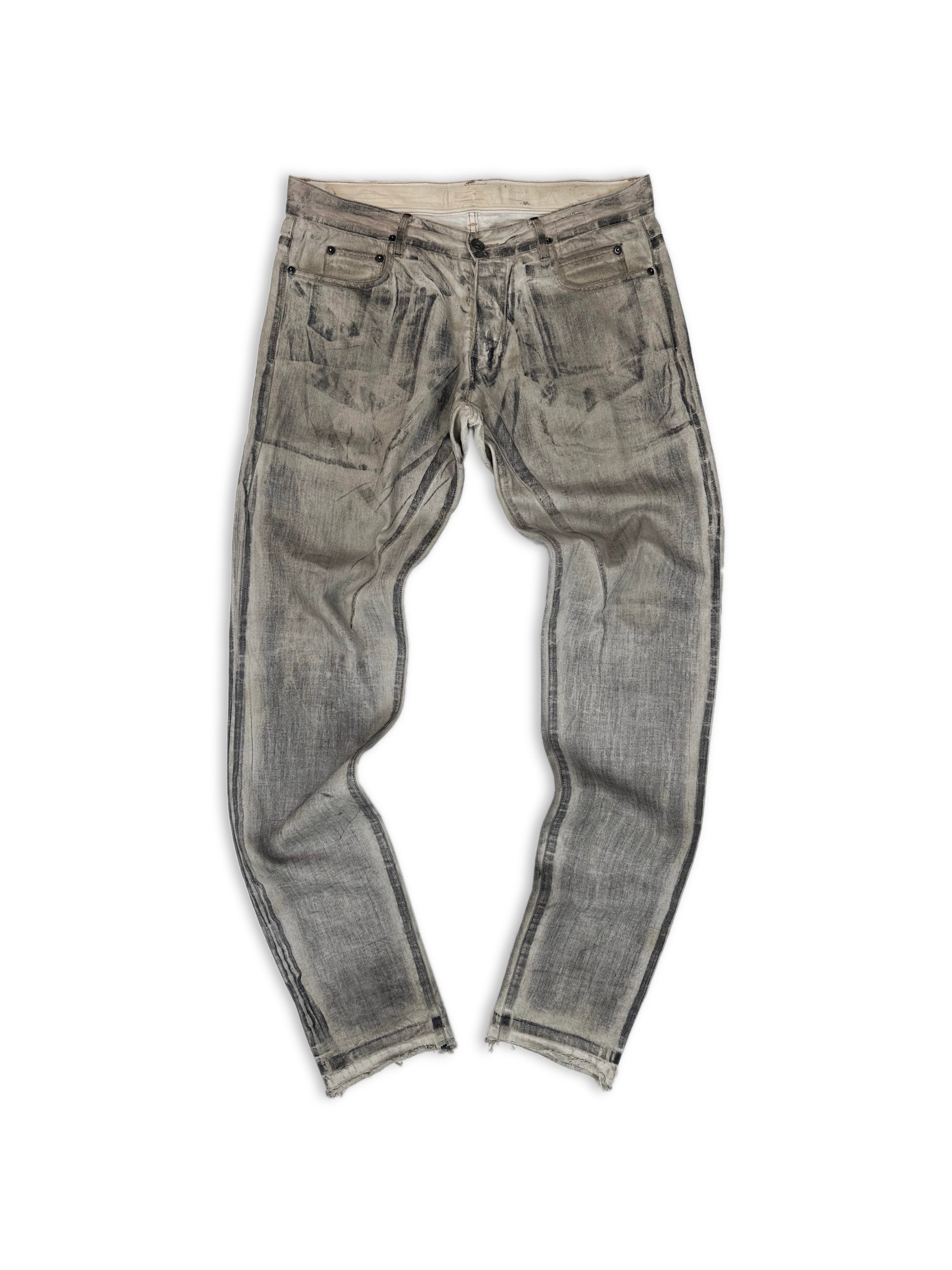 SS10 Rick Owens ‘Gravel’ Wash Waxed Grey Denim