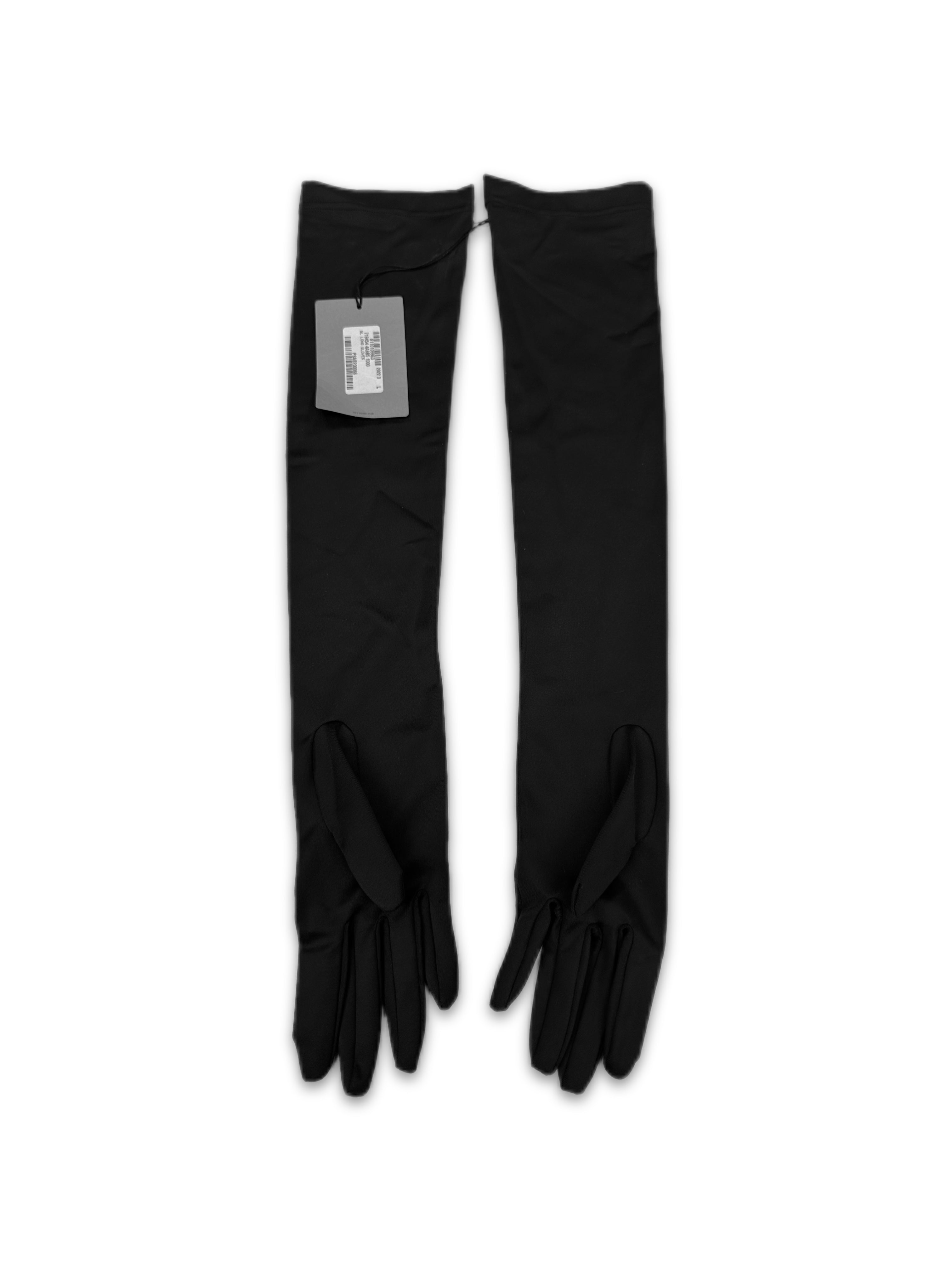 Balenciaga ‘Opera’ Long Black Embroidered Logo Gloves