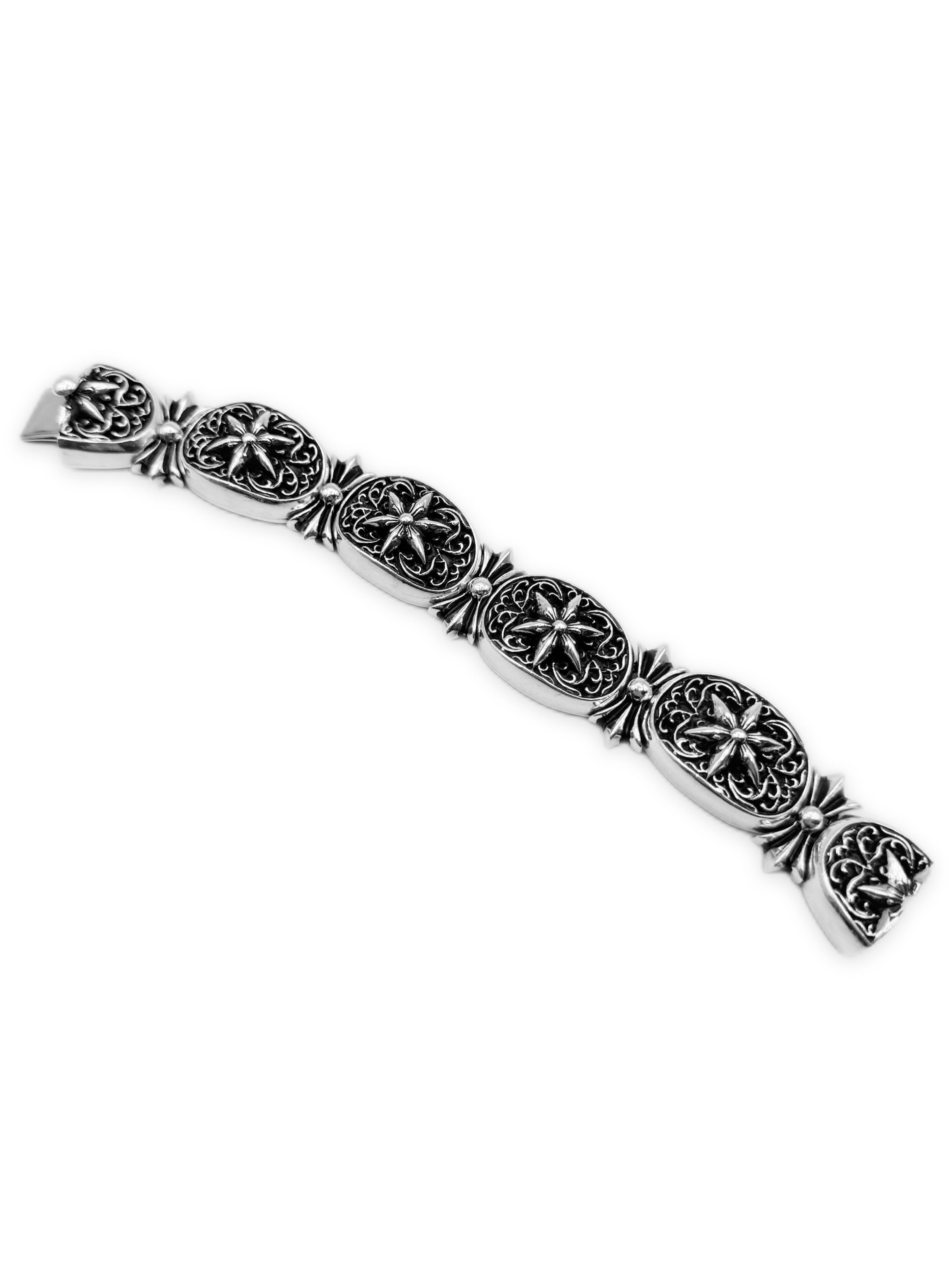 Chrome Hearts Star Oval Floral .925 Silver Bracelet