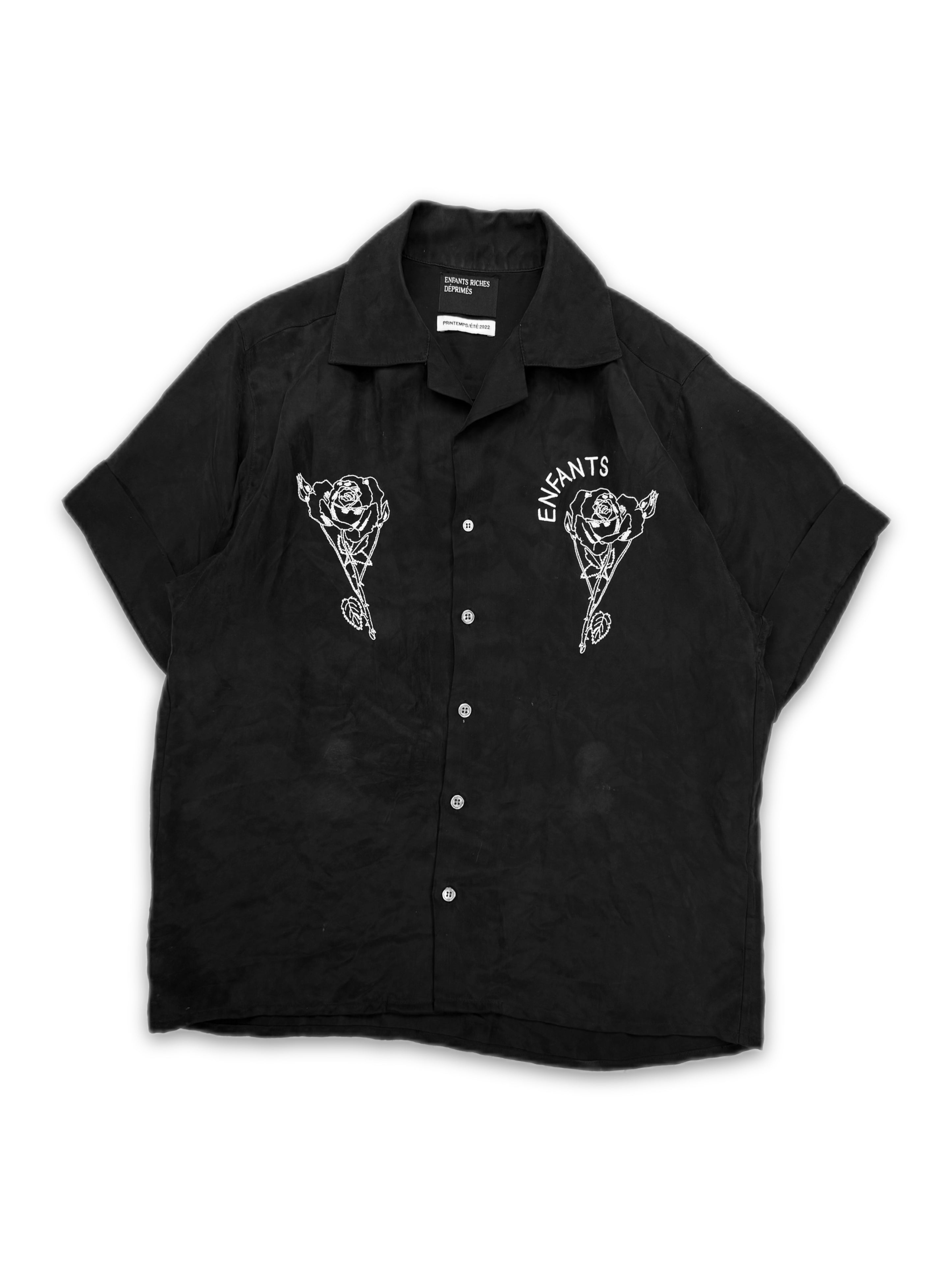 AW22 Enfants Riches Deprimes ‘Rose’ Camp Collar Black Shirt
