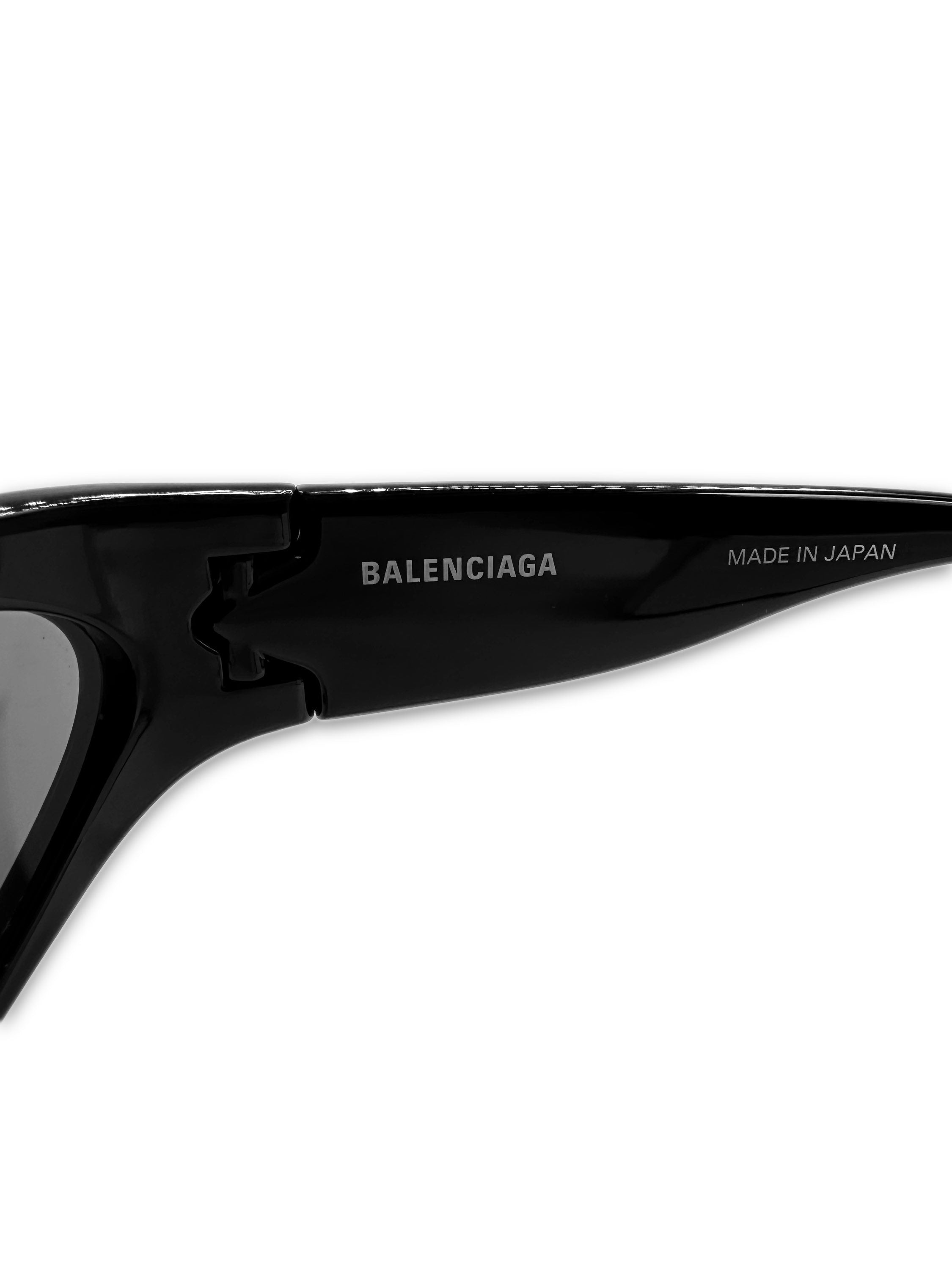 Balenciaga Black Tint Glossy ‘Logo’ Rounded Sunglasses