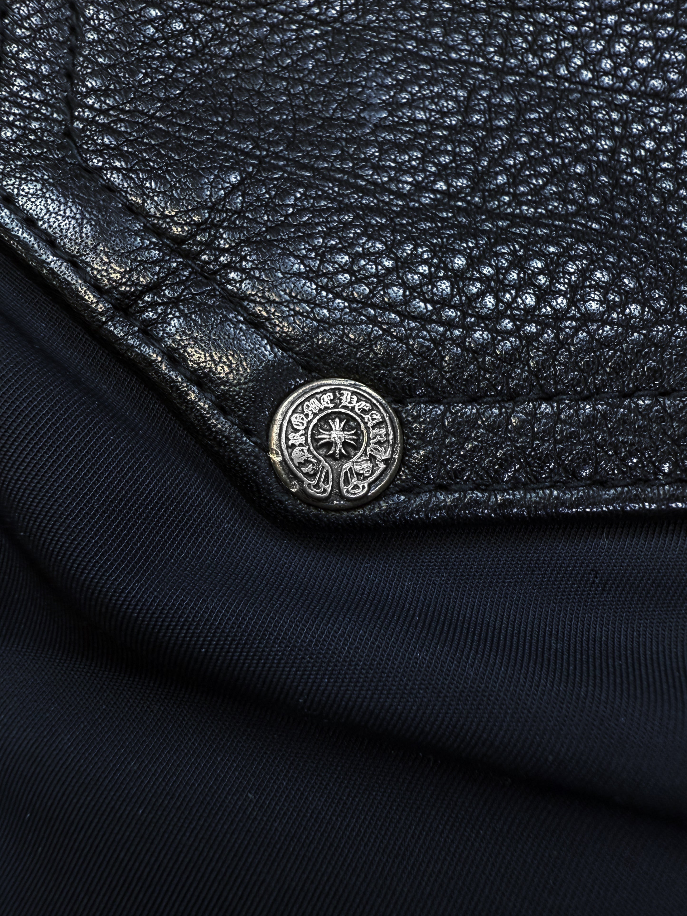 Chrome Hearts Carpenter Cross Patch Double Knee Leather Pants
