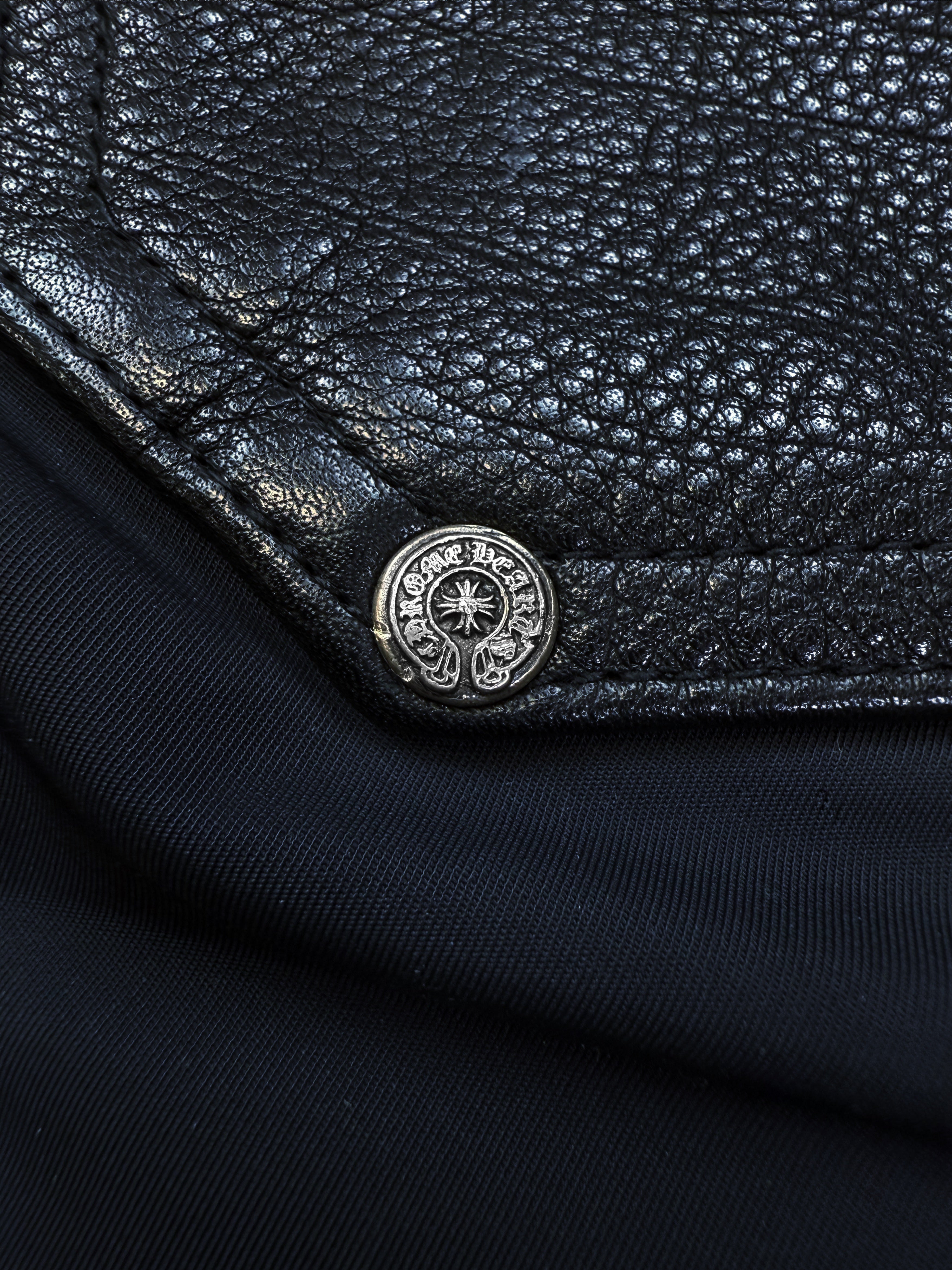 Chrome Hearts Carpenter Cross Patch Double Knee Leather Pants