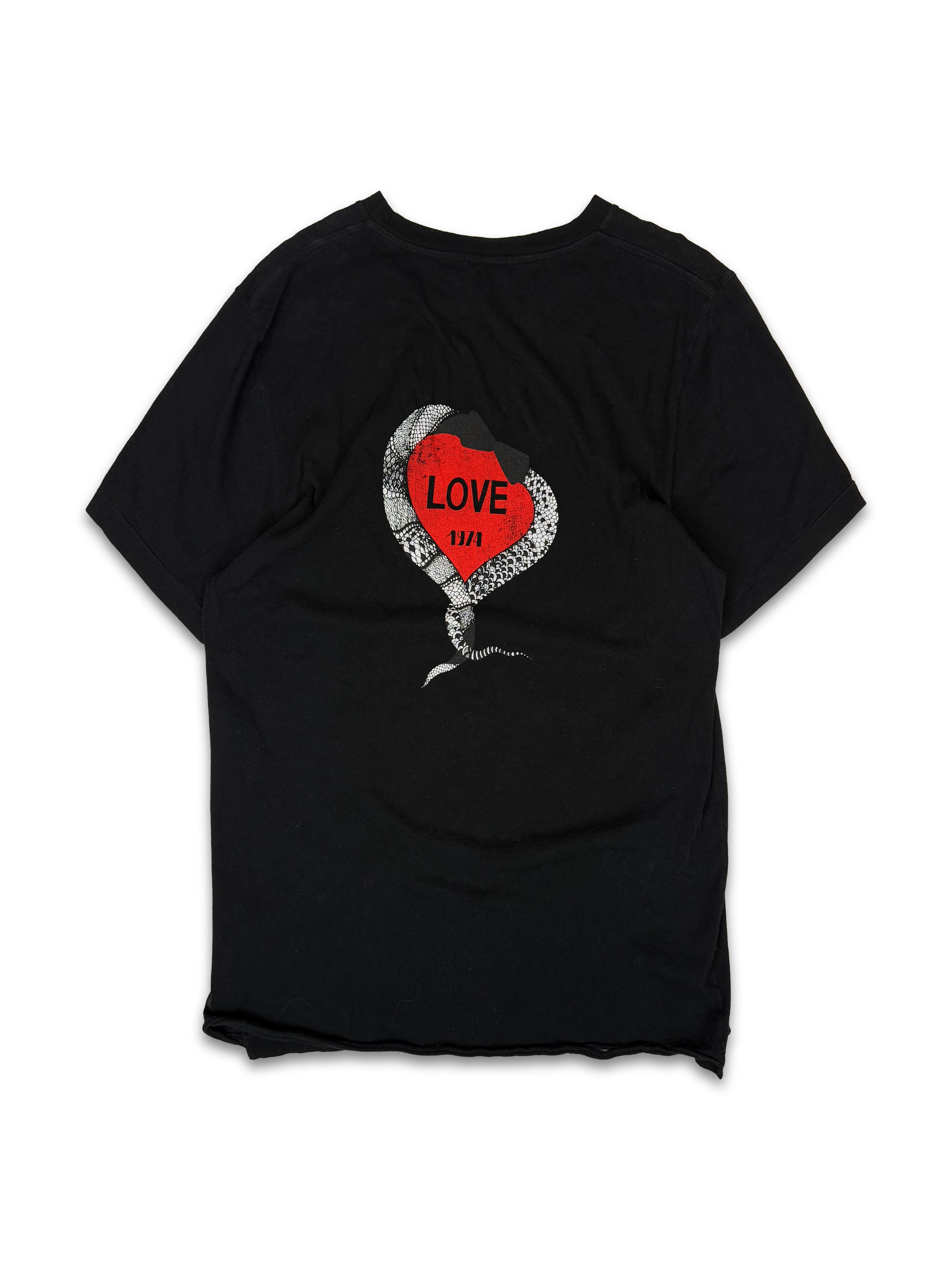 Saint Laurent Paris ‘Snake Love’ Red Hearts Black Graphic T-Shirt