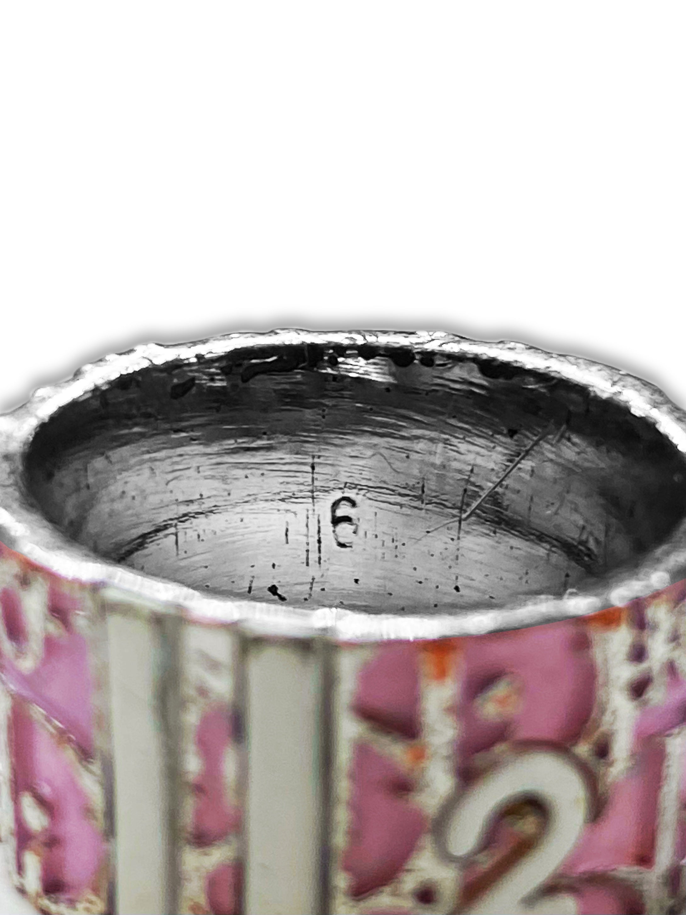 Dior ‘2’ Trotter Monogram Hot Pink Silver Ring
