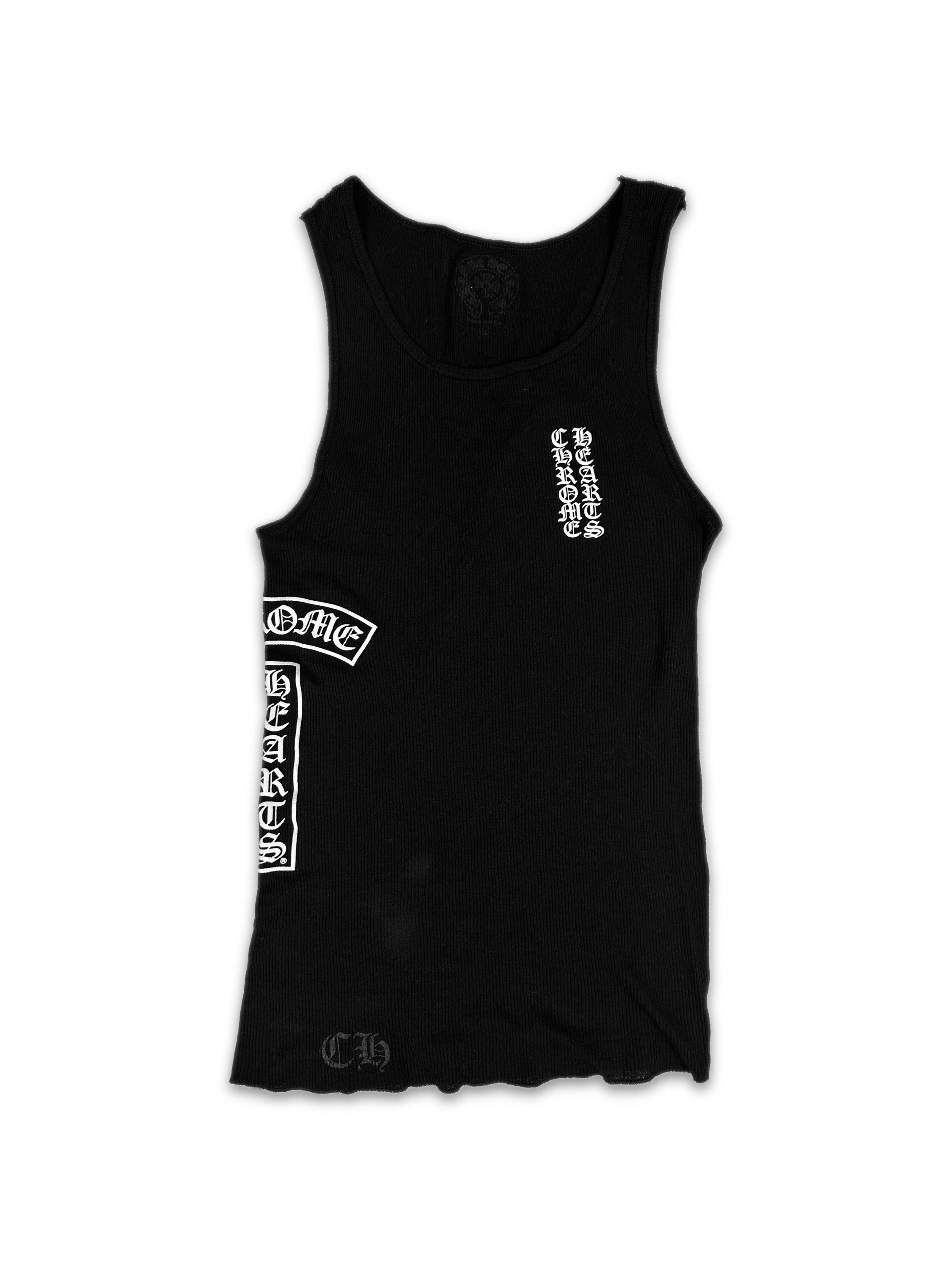 Chrome Hearts ‘T Bar’ Logo Black Ribbed Tank Top