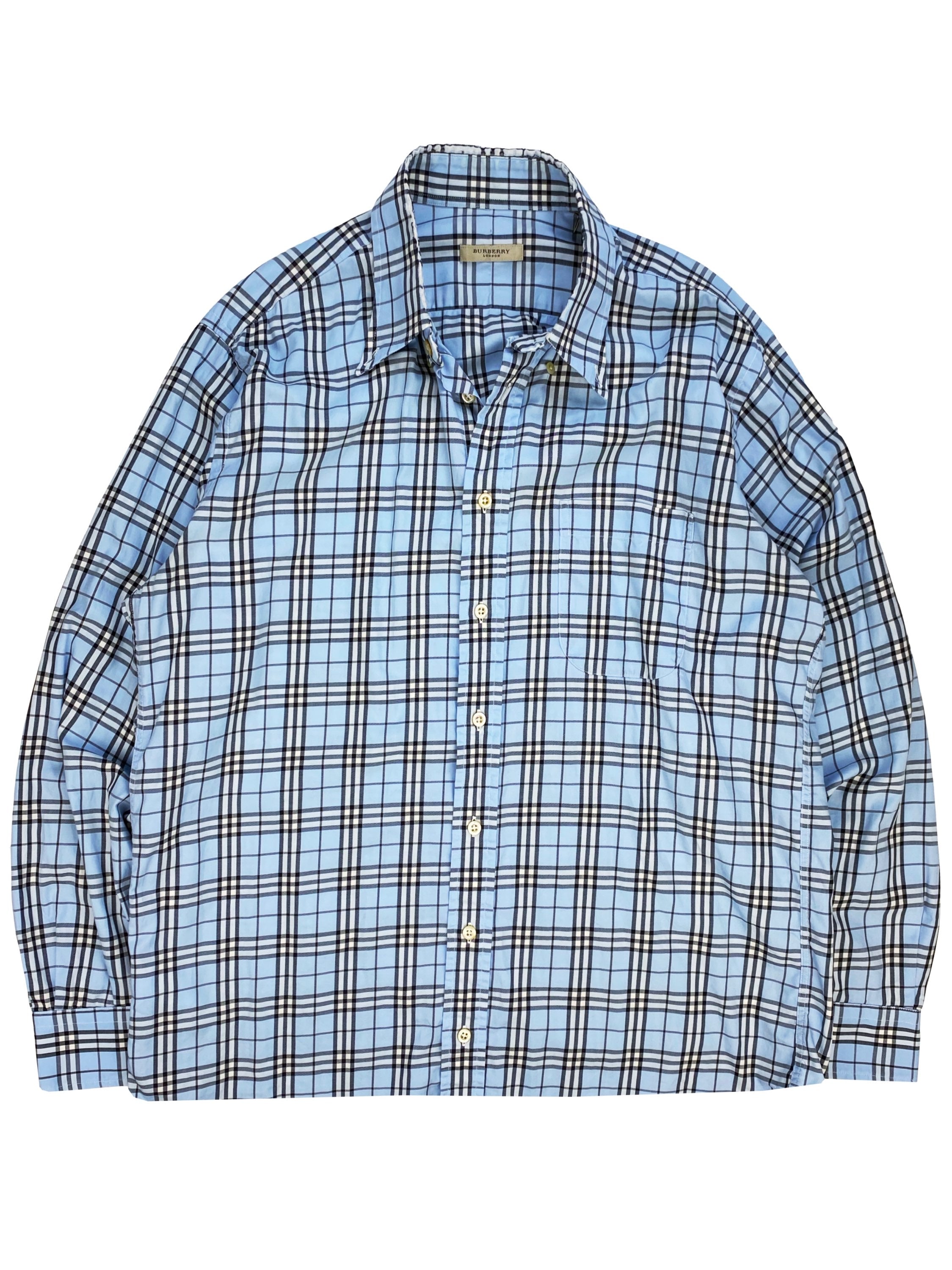 Burberry Novacheck Monogram Baby Blue Button Up Flannel