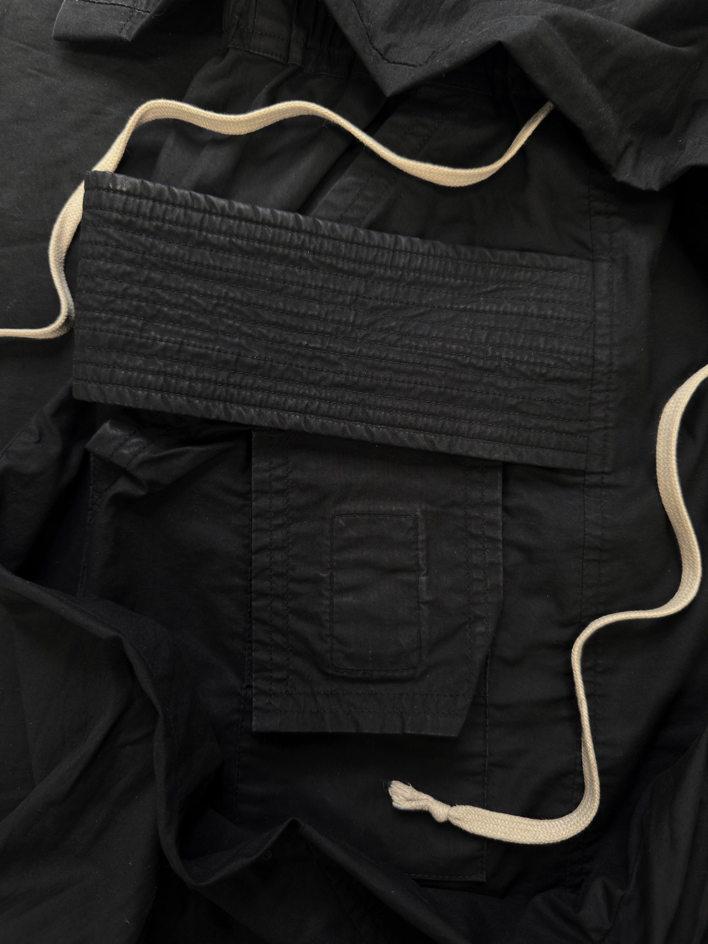 Rick Owens ‘Creatch’ Cargo Black Drawstring Cargo Pants
