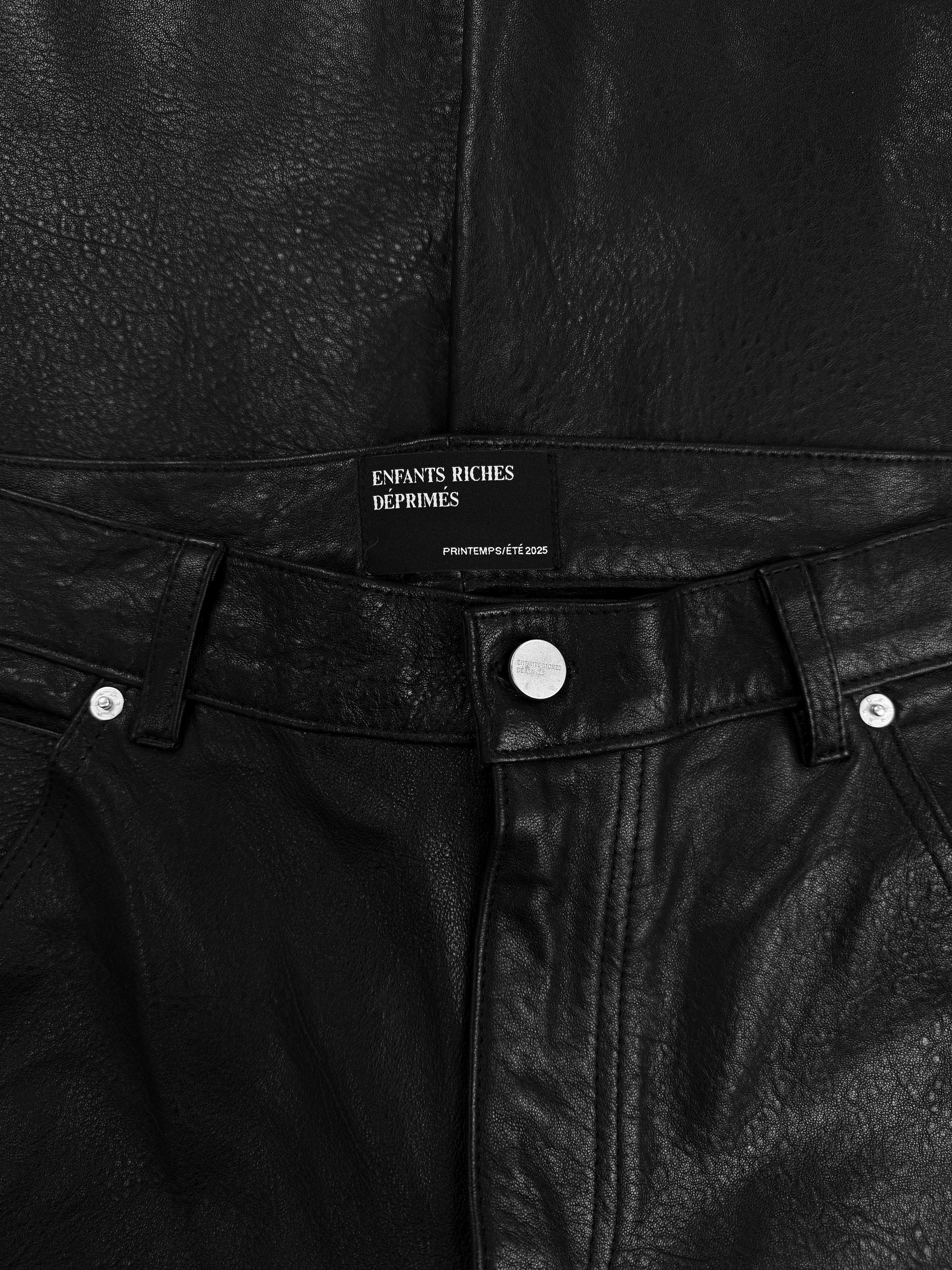 AW25 Enfants Riches Deprimes Wide Black Leather Double Knee Carpenter Pants