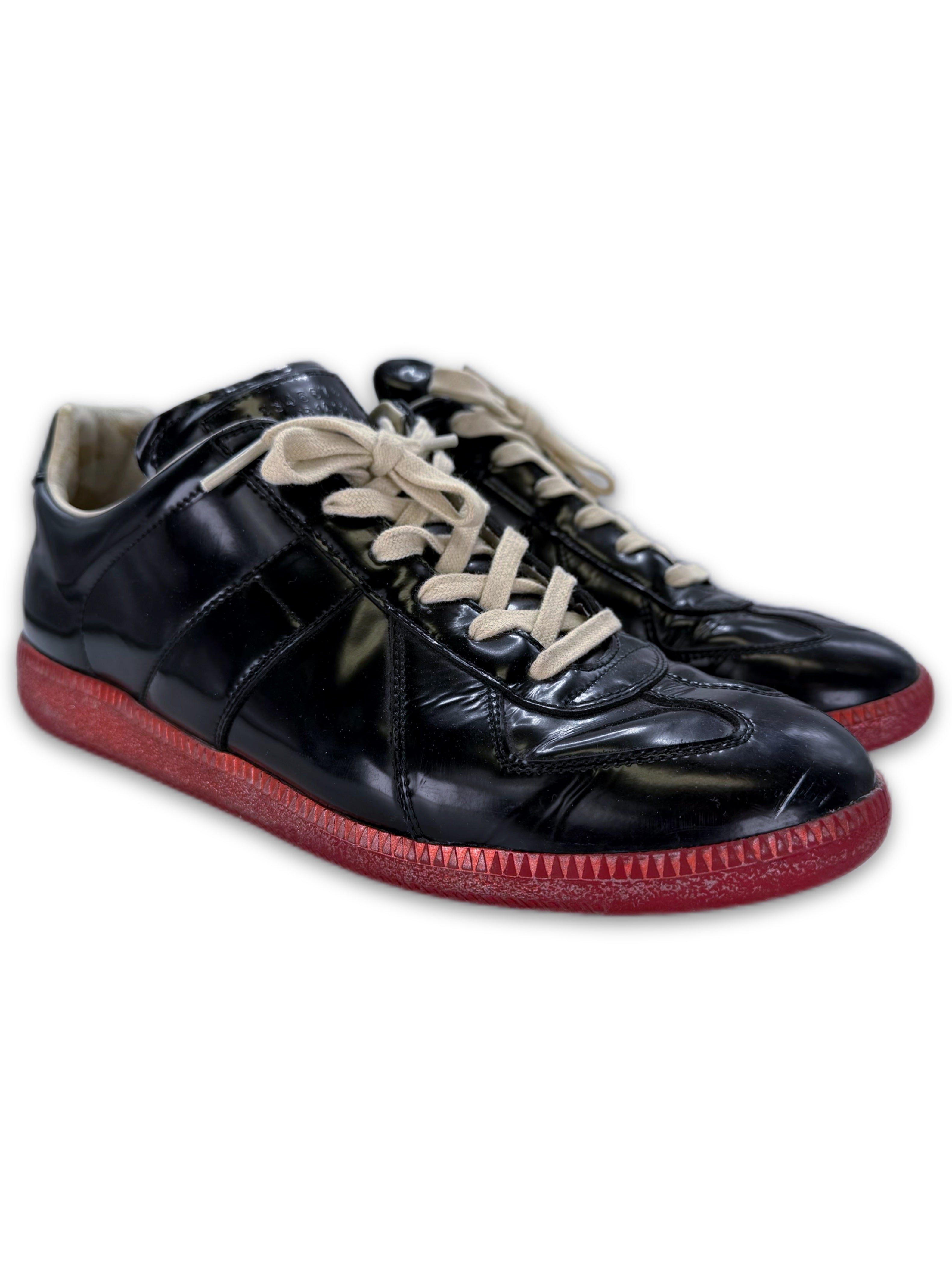 Maison Margiela ‘GAT’ Red Paint Sole Patent Leather Sneakers