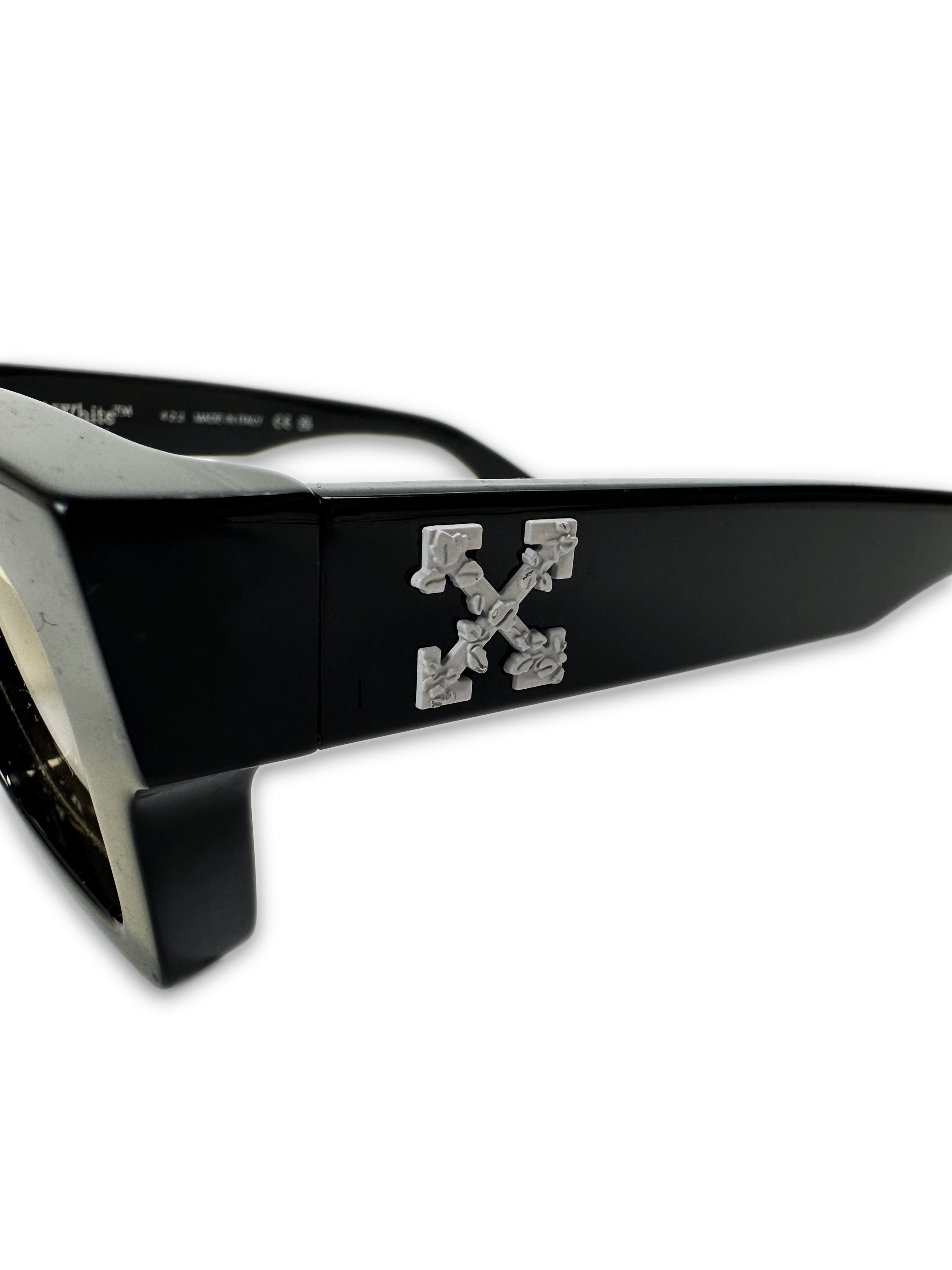Off-White ‘Manchester’ Black Boxy Frame Green Tint Sunglasses