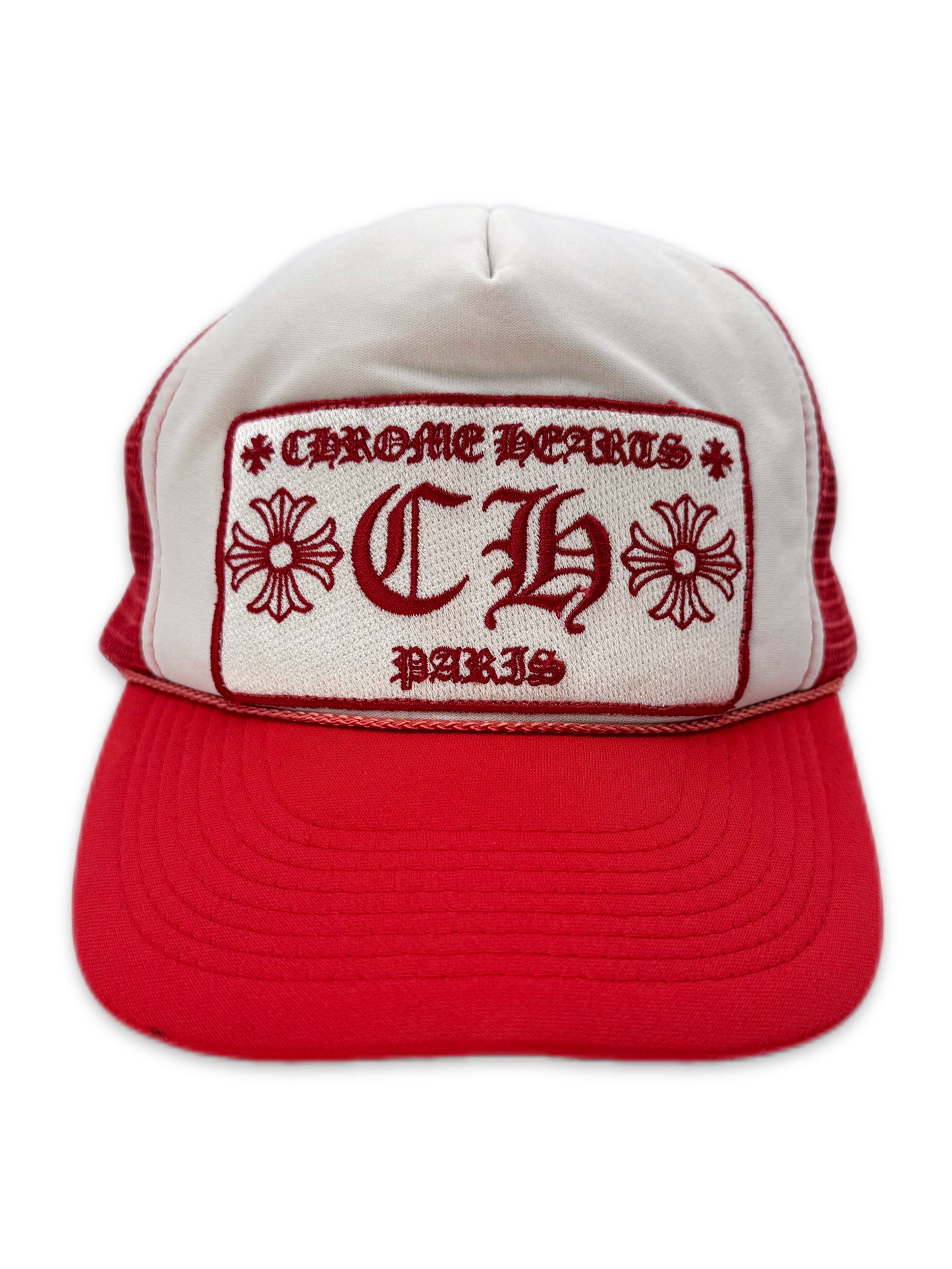Chrome Hearts Paris Exclusive Red Mesh .925 Silver Trucker Hat