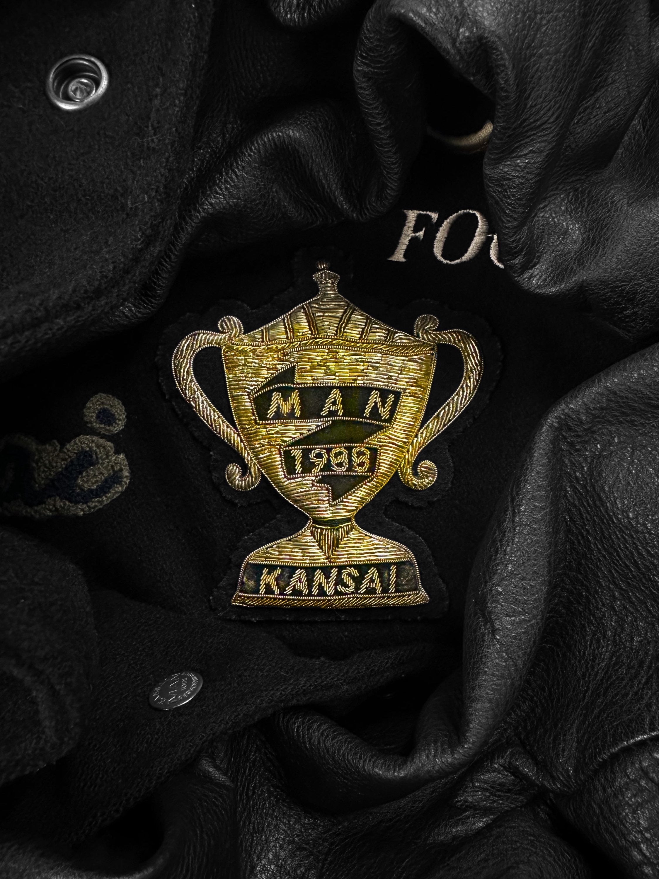 90s Kansai Yamamoto ‘Avenger’ Chenille Leather Varsity Jacket