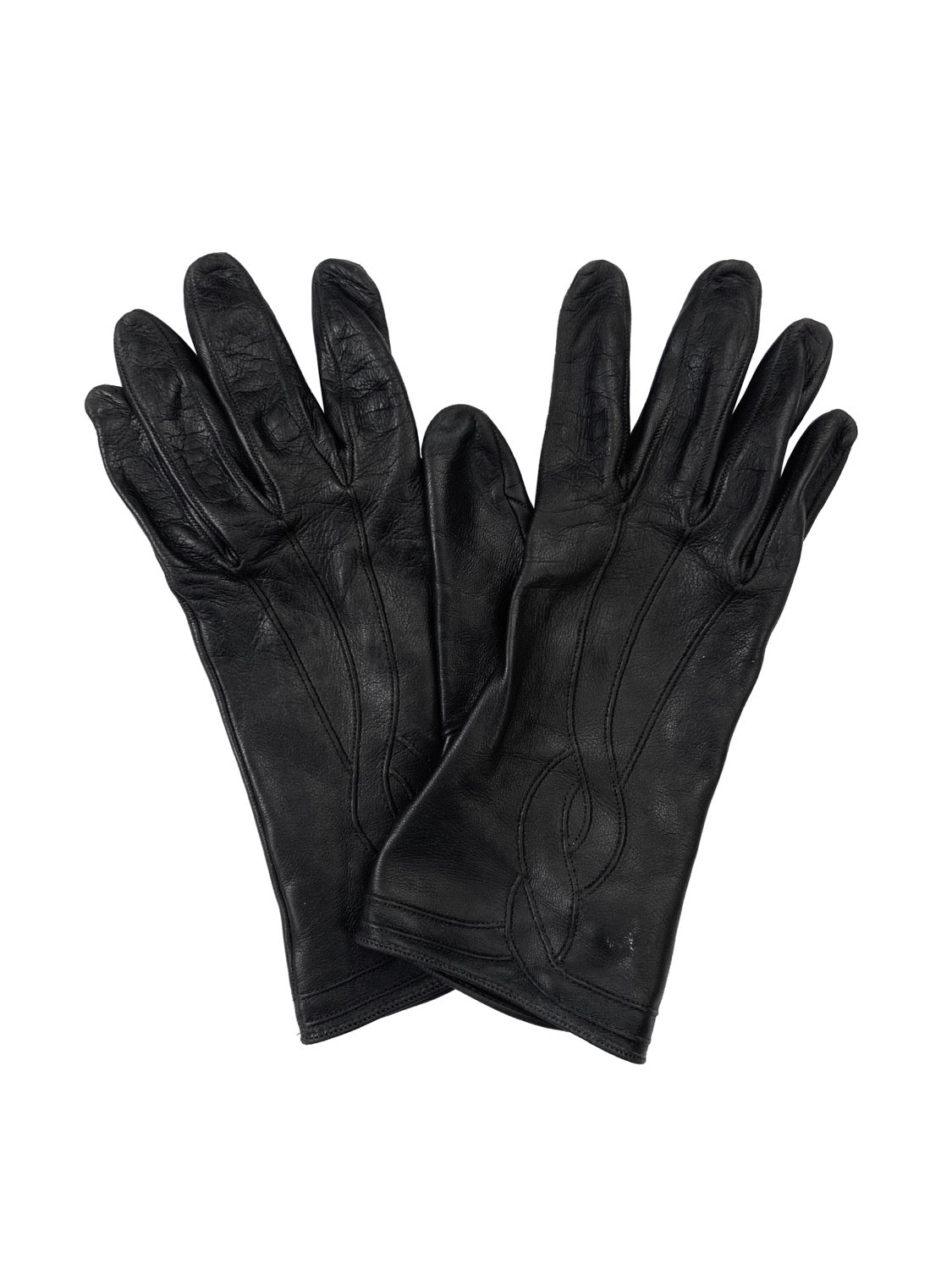 Bottega Veneta Stitched Black Leather Gloves