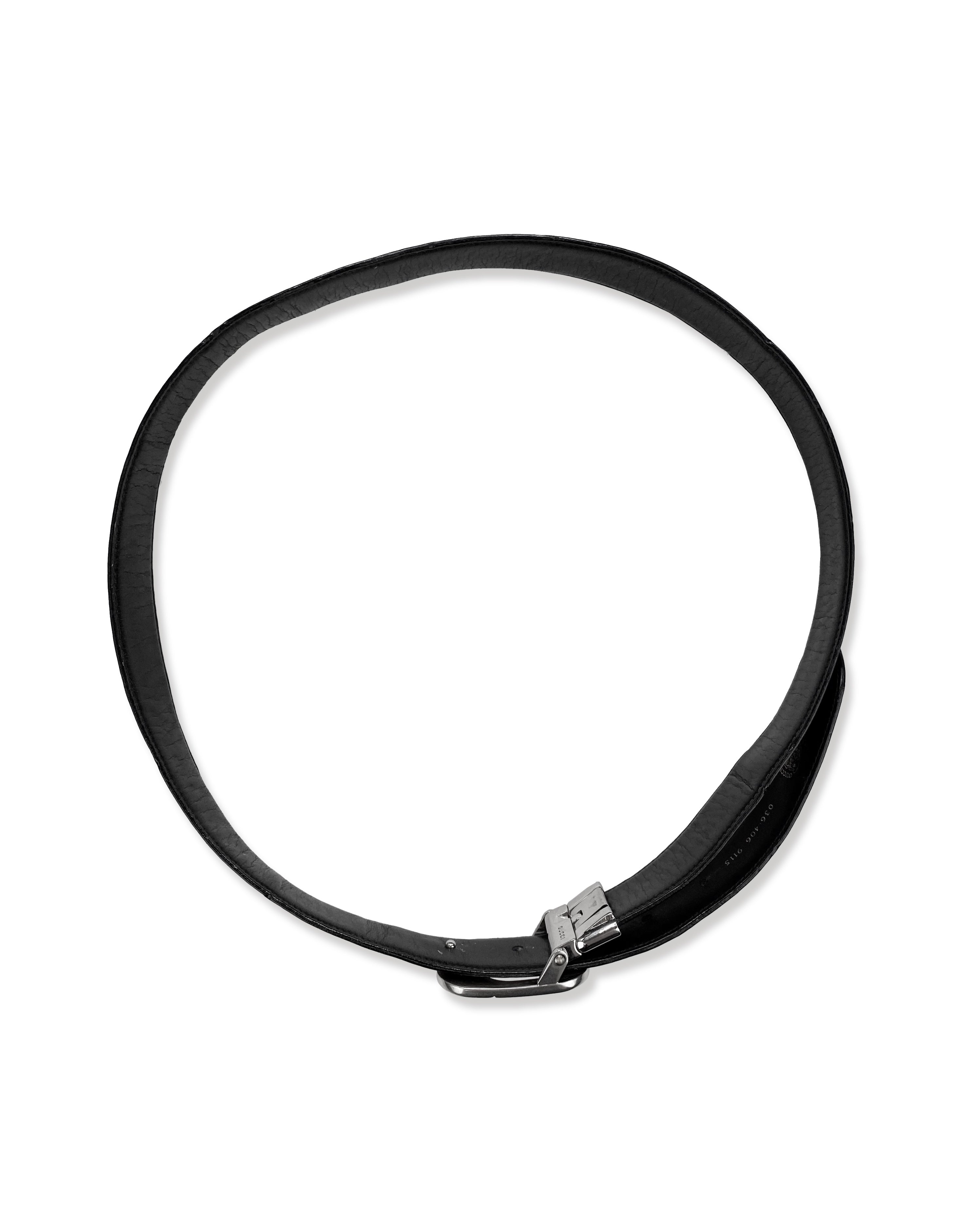 Gucci GG Silver Buckle Leather Belt