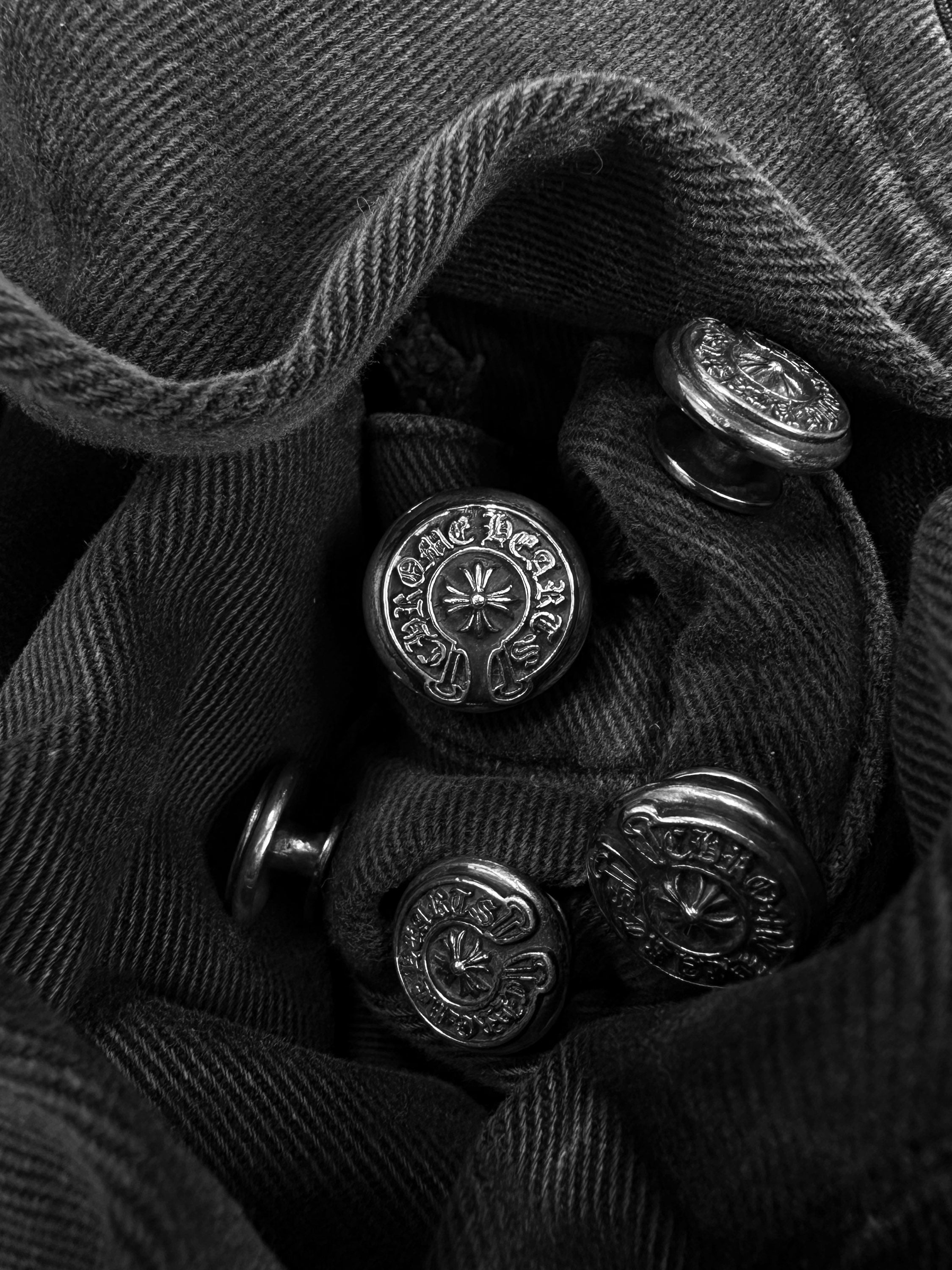 00s Chrome Hearts ‘Fleur Knee’ .925 Silver Washed Jeans