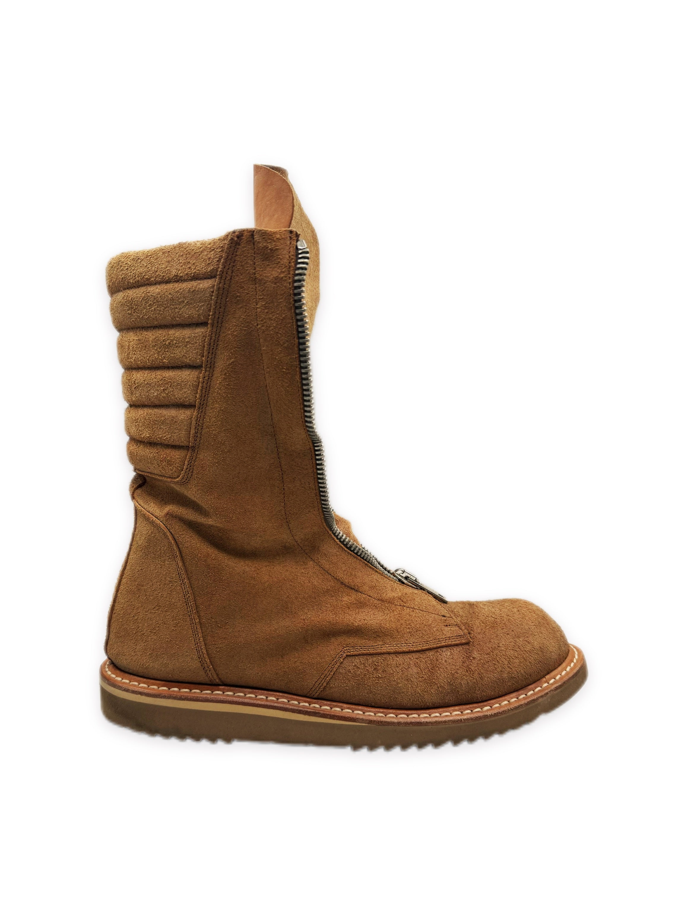 AW11 Rick Owens ‘Mohawk’ Limo Brown Suede Front Zip Hi-top Boots