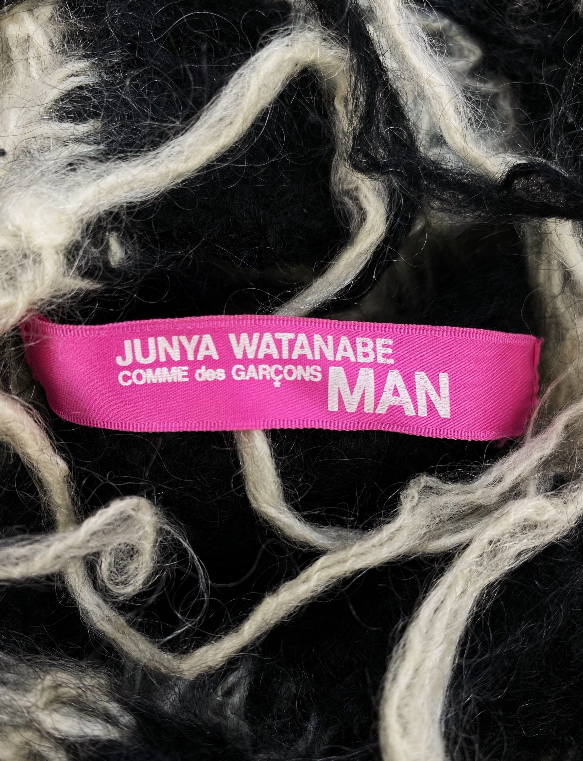 AW04 Junya Watanabe Mohair Loose Gauge Striped Fringe Knit Sweater