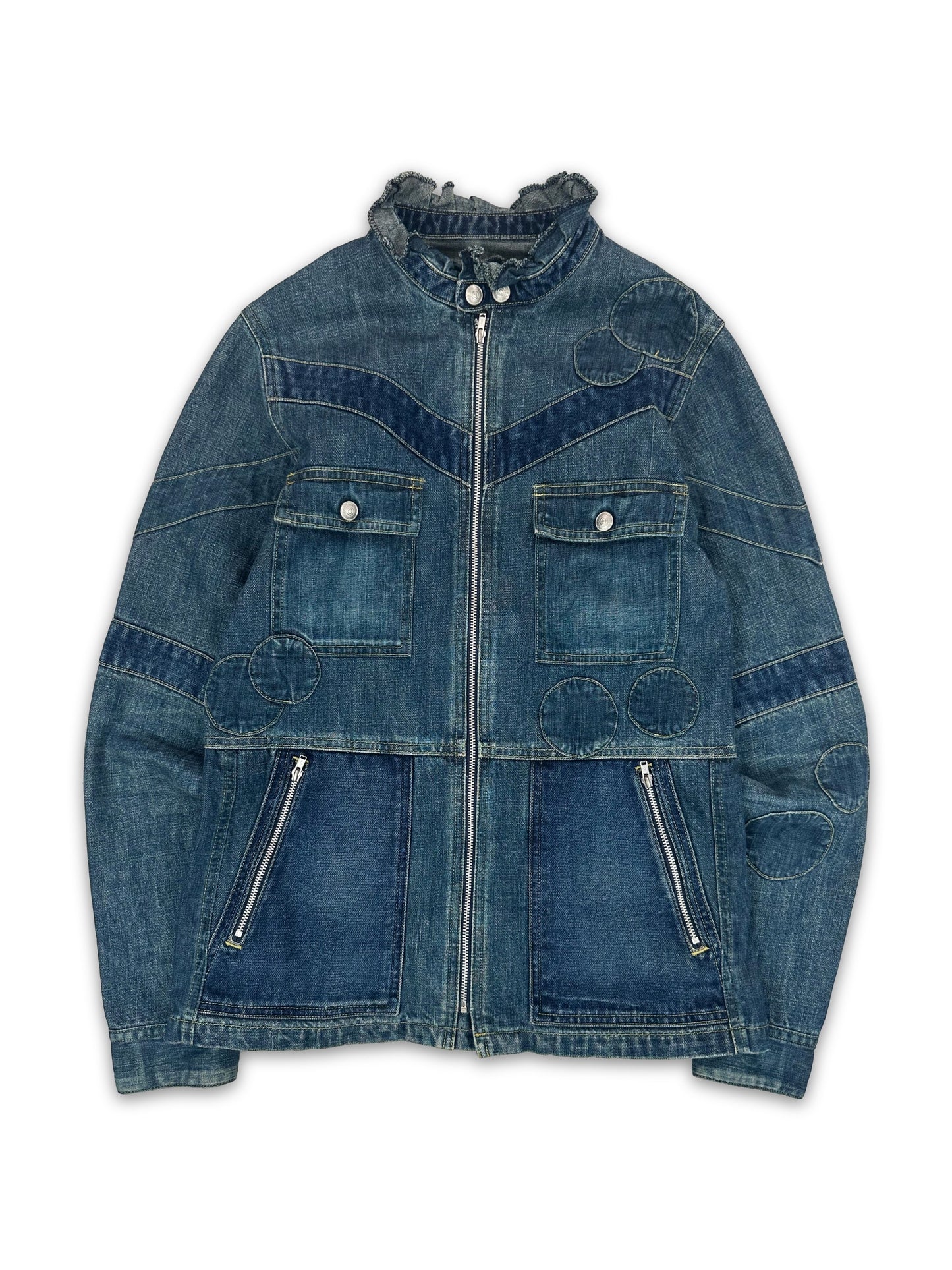 AW01 Undercover D.A.V.F Blue Denim Patched Jacket