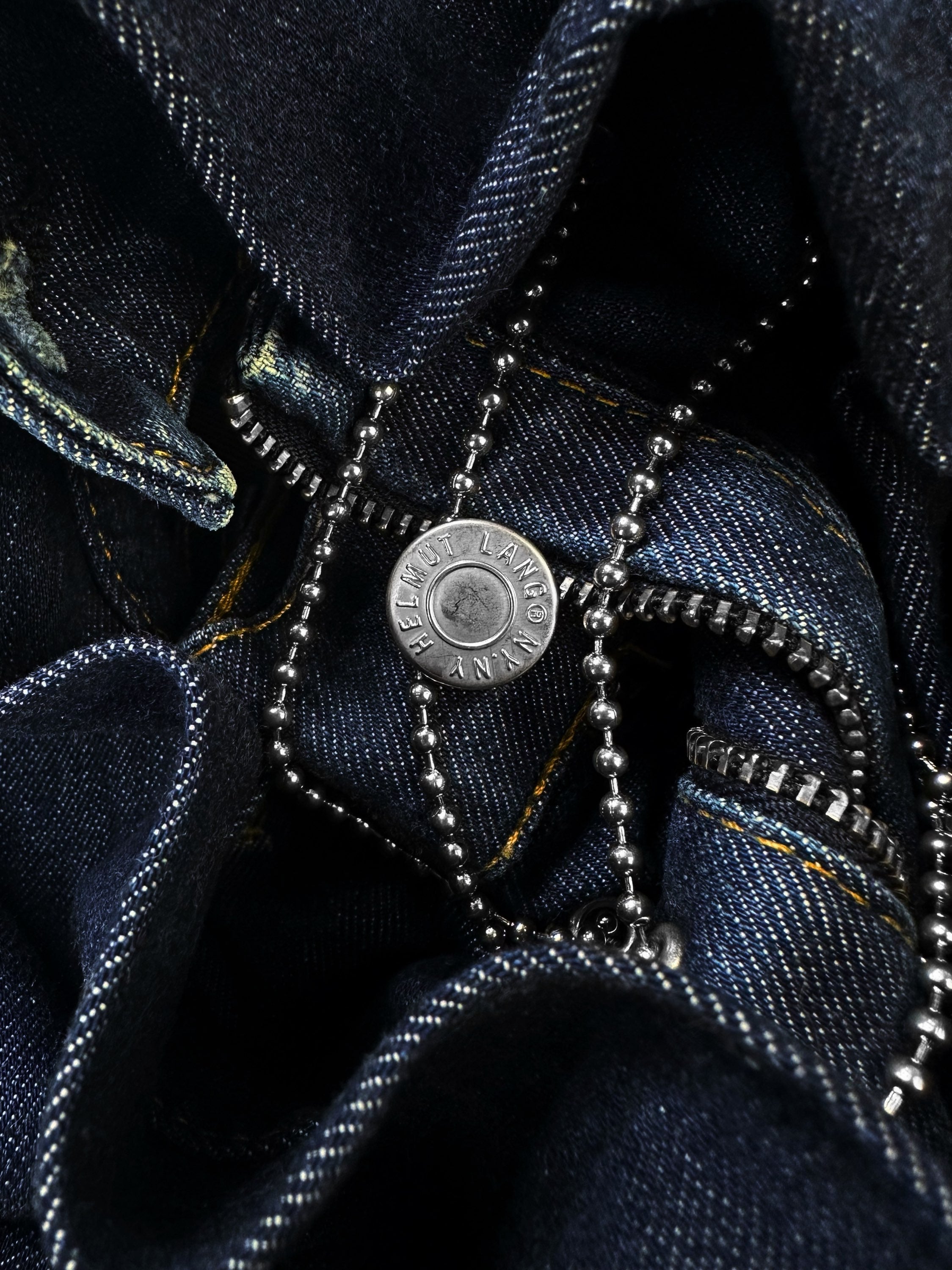 AW04 Helmut Lang ‘Chasity’ Ball Chain Washed Indigo Denim
