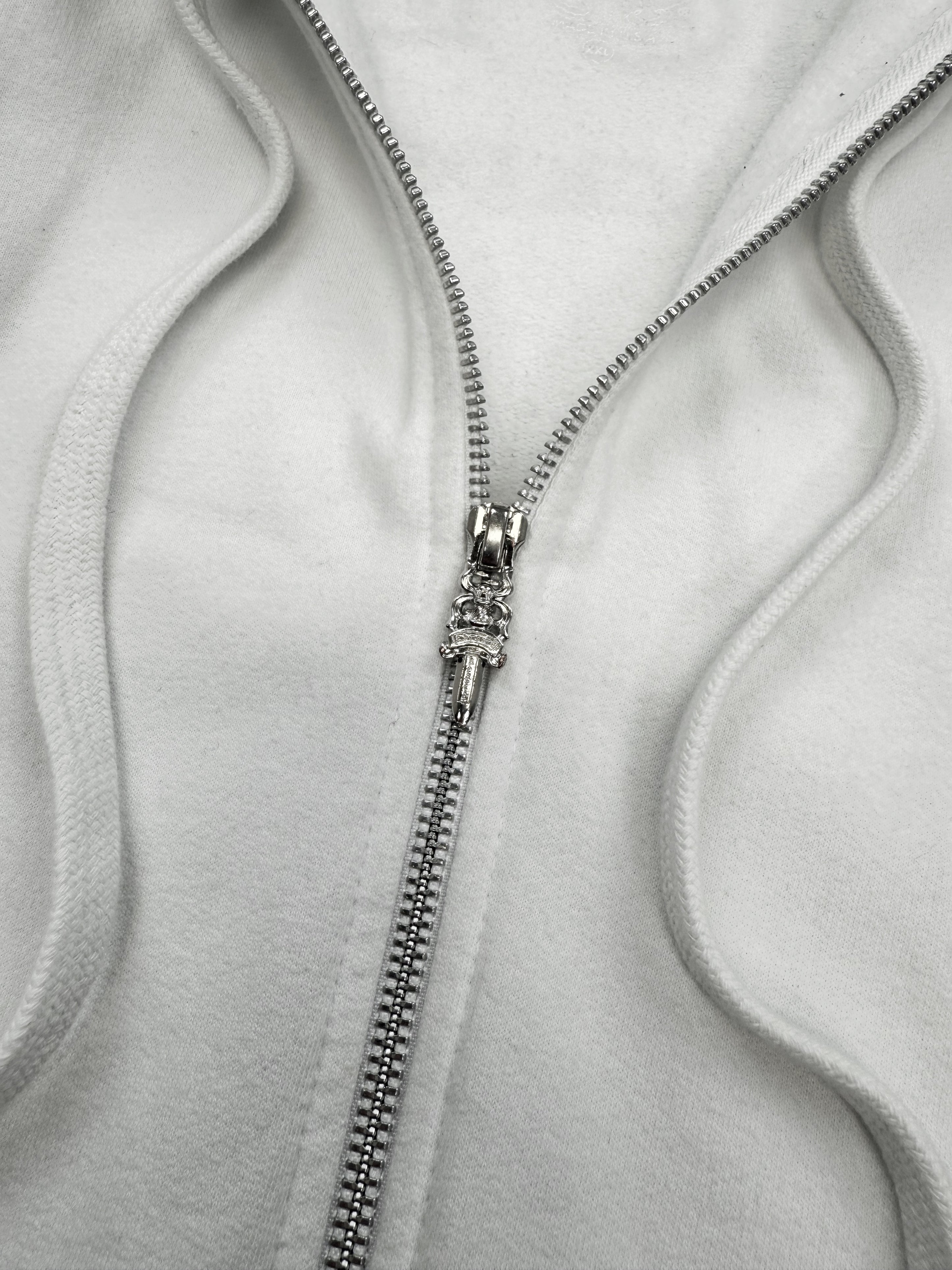 Chrome Hearts ‘Fuck You’ Rhodium Zip Up White Hoodie