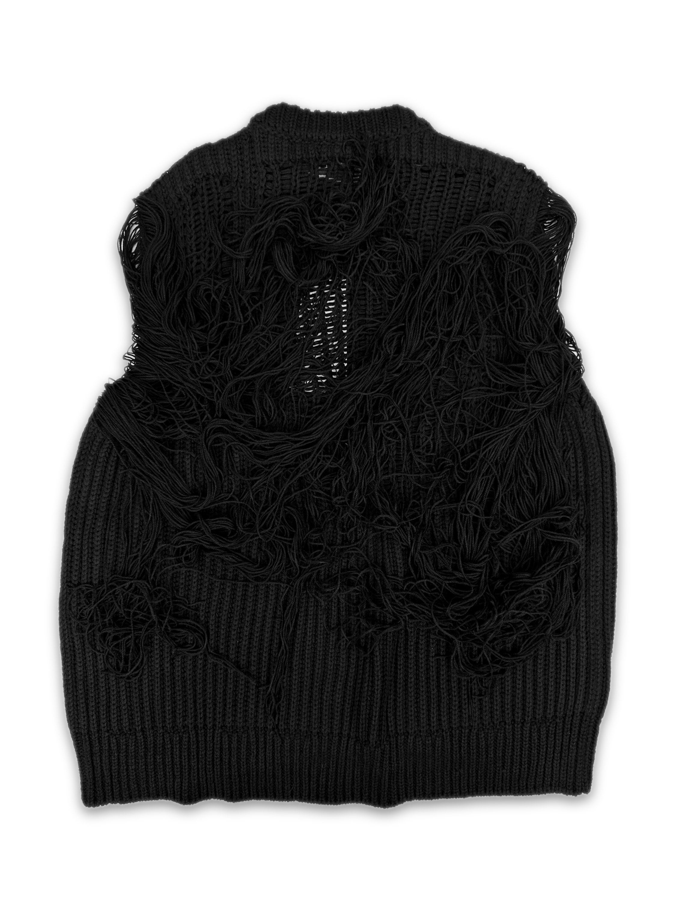 CK205W39NYC by Raf Simons Black Knitted Fringe Tank-top