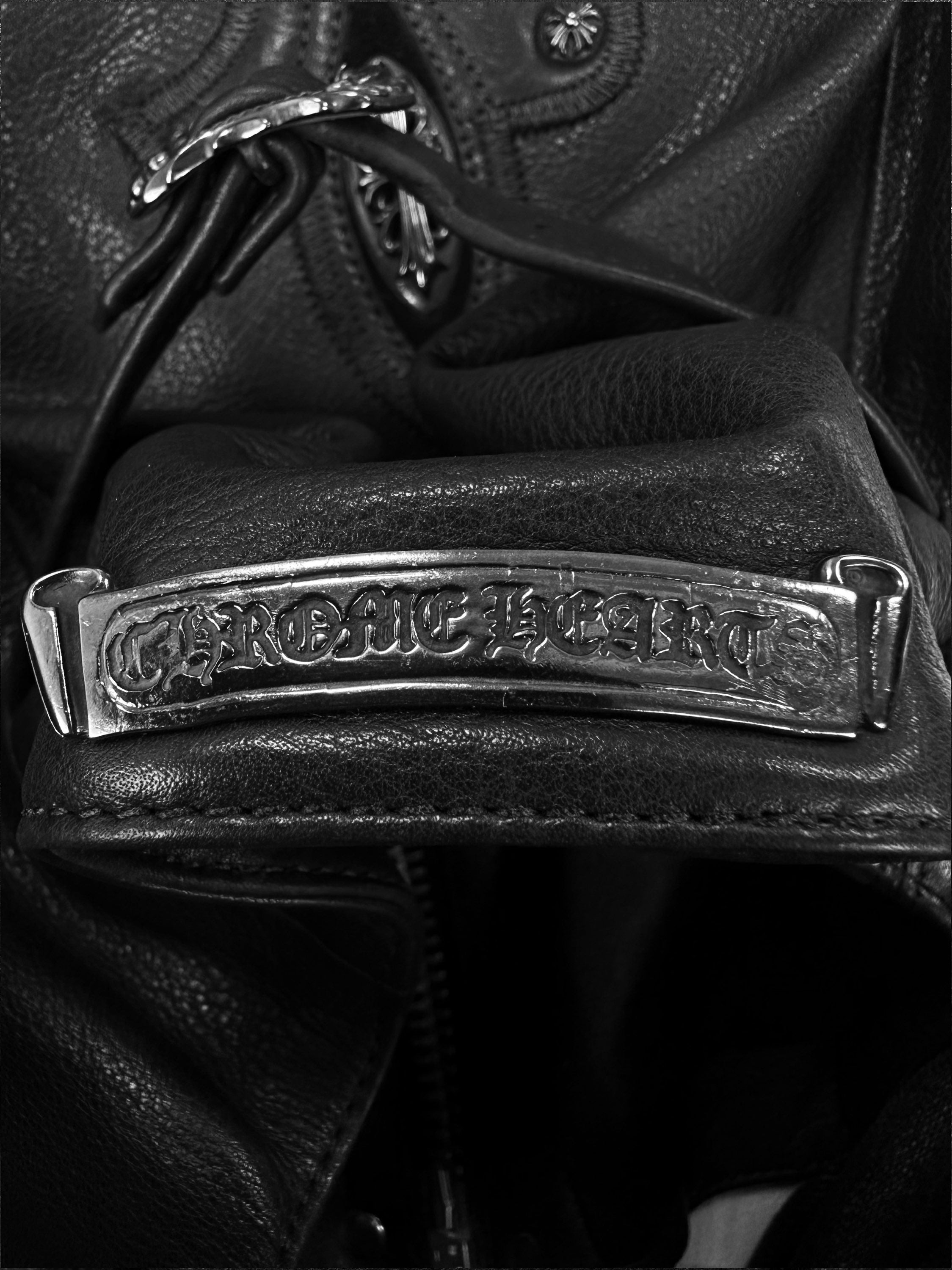 1993 Chrome Hearts Leather ‘Fleur’ .925 Silver Black Vest