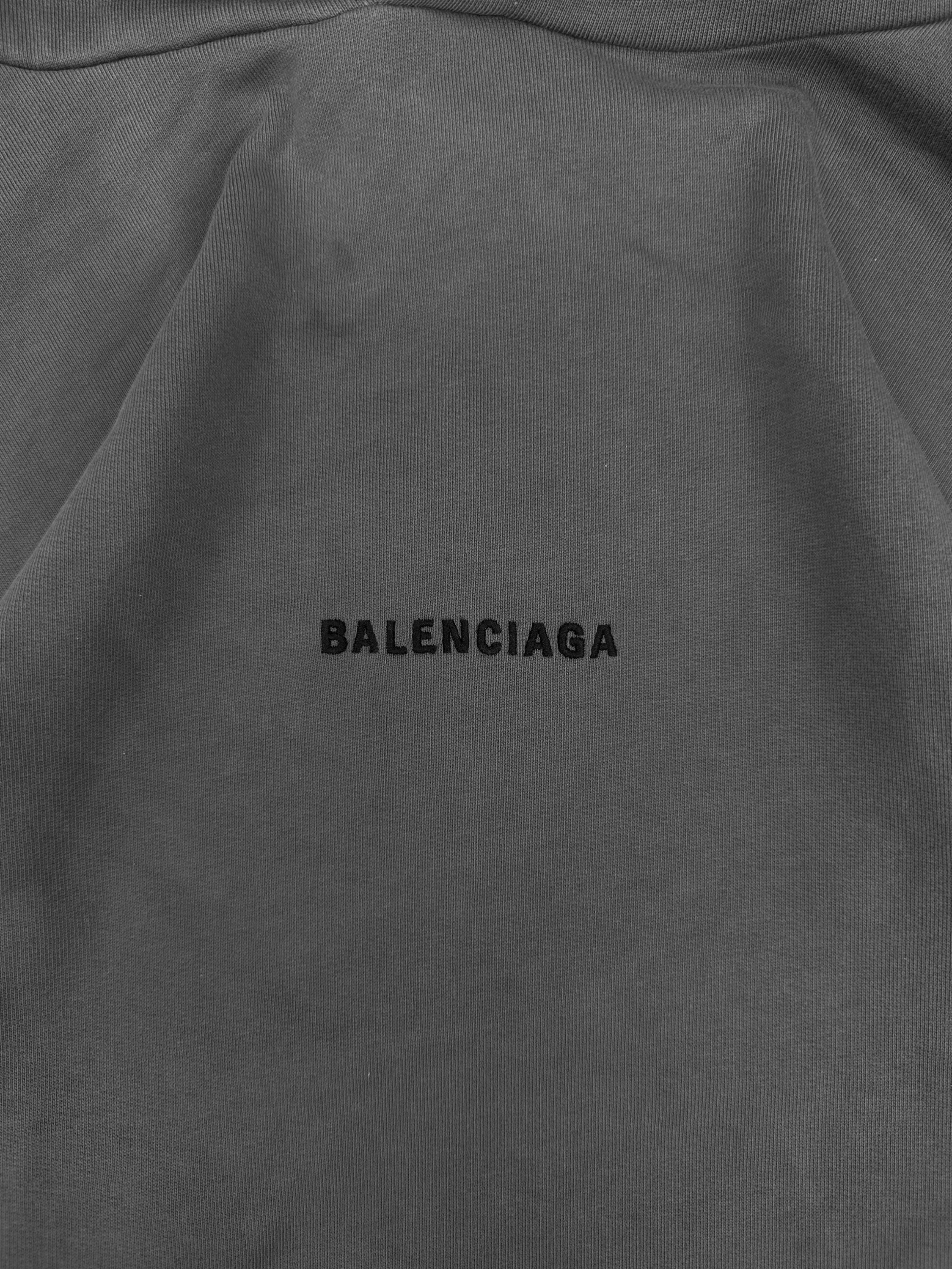 Balenciaga Embroidered Logo Slate Grey Heavy Weight Hoodie
