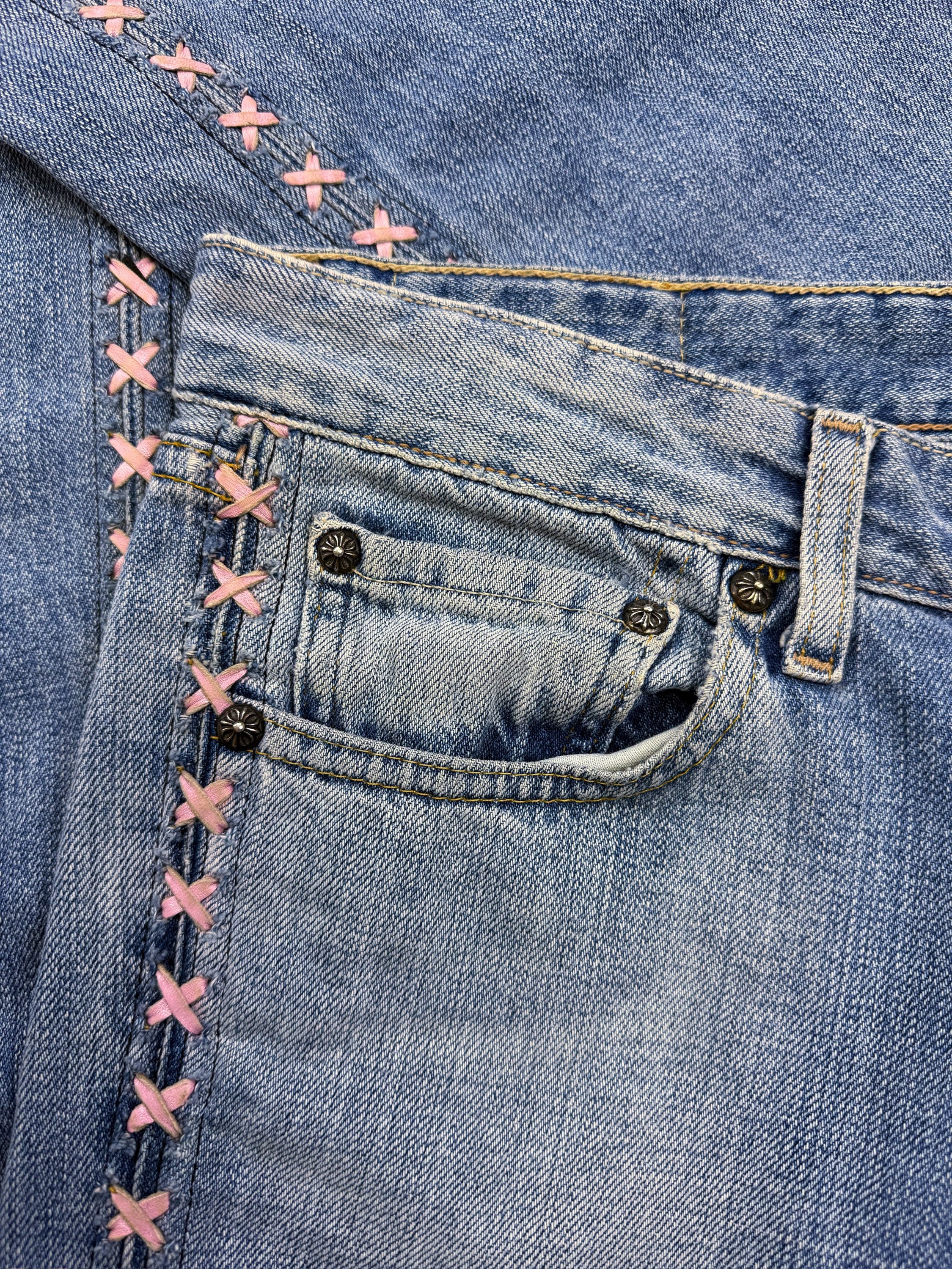 Chrome Hearts x Levi’s Triple Pink Patch Silver Cross Flared Jeans