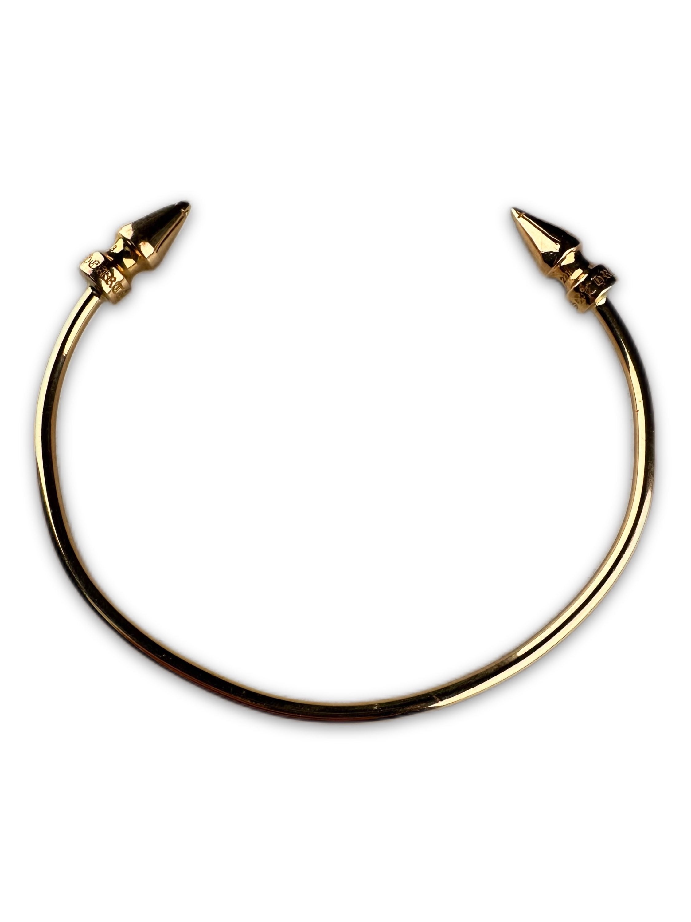 Chrome Hearts 22K Gold ‘Thorn’ Spike Bangle Cuff Bracelet