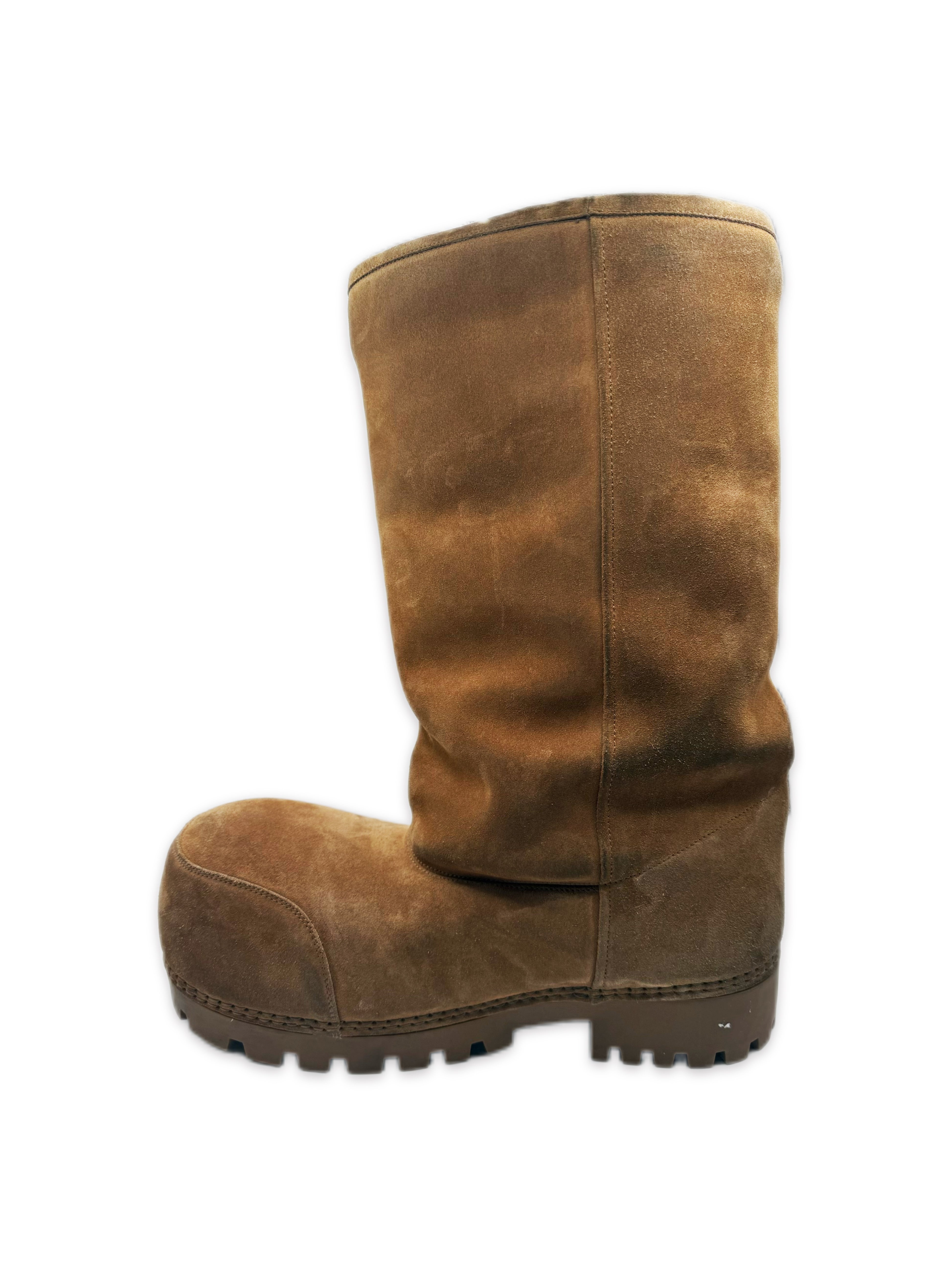 AW24 Balenciaga ‘Alaska’ Hi-top Fleece Lined Suede Brown Boots