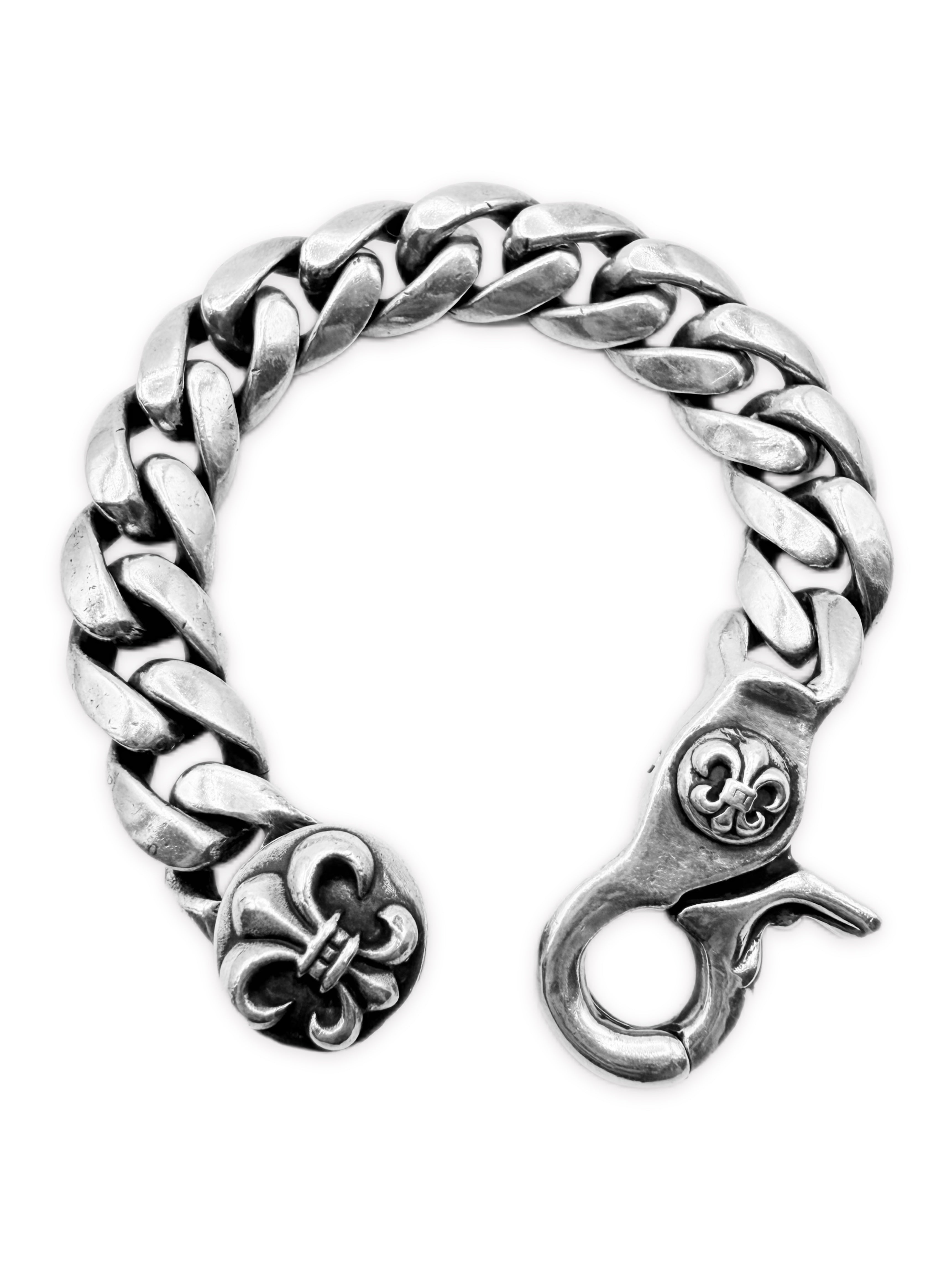 Chrome Hearts Fleur de Lis Lobster Clasp Cuban Link Bracelet