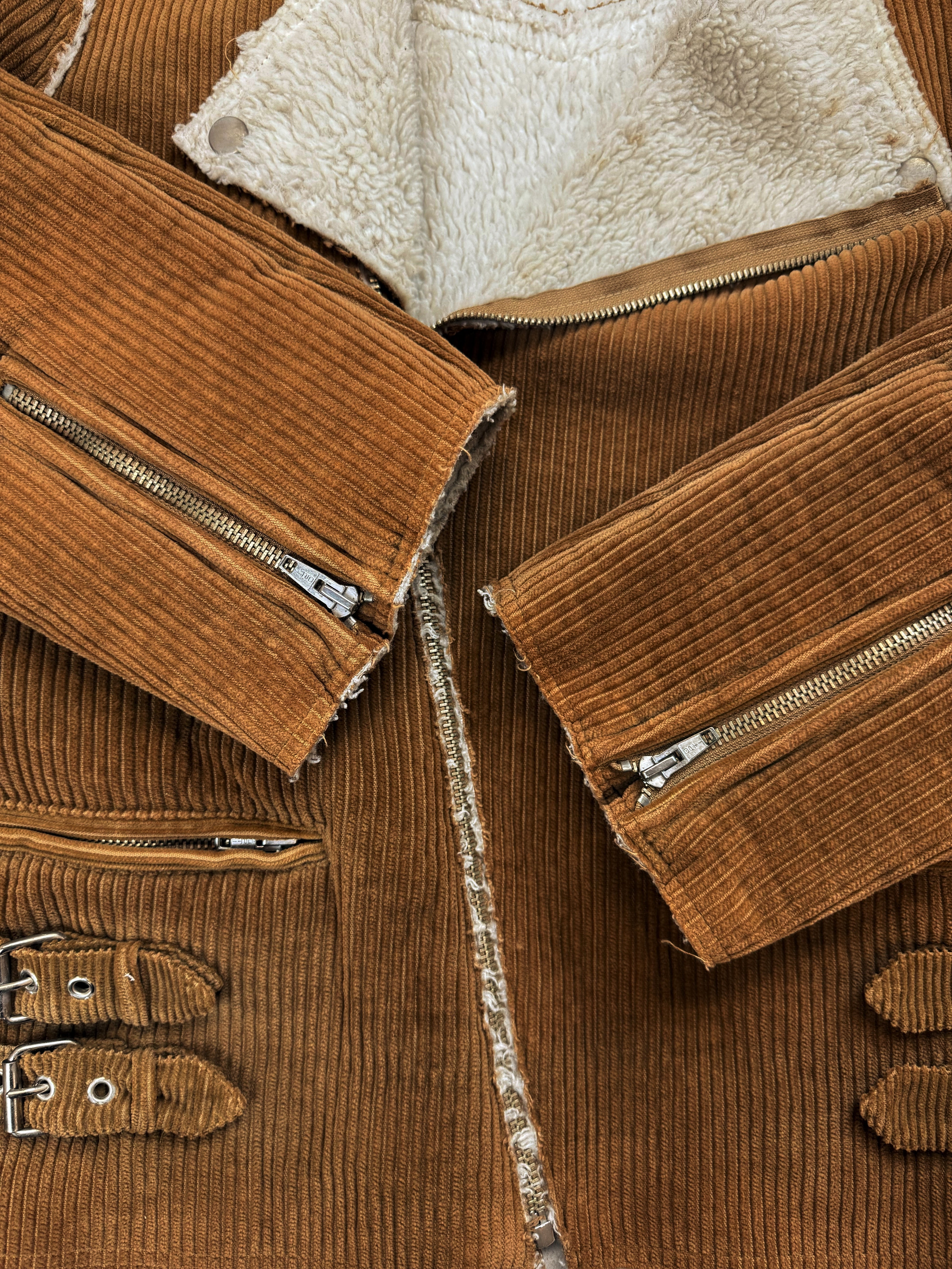 AW03 Raf Simons ‘Closer’ Shearling Lined Beige Perfecto Biker Jacket