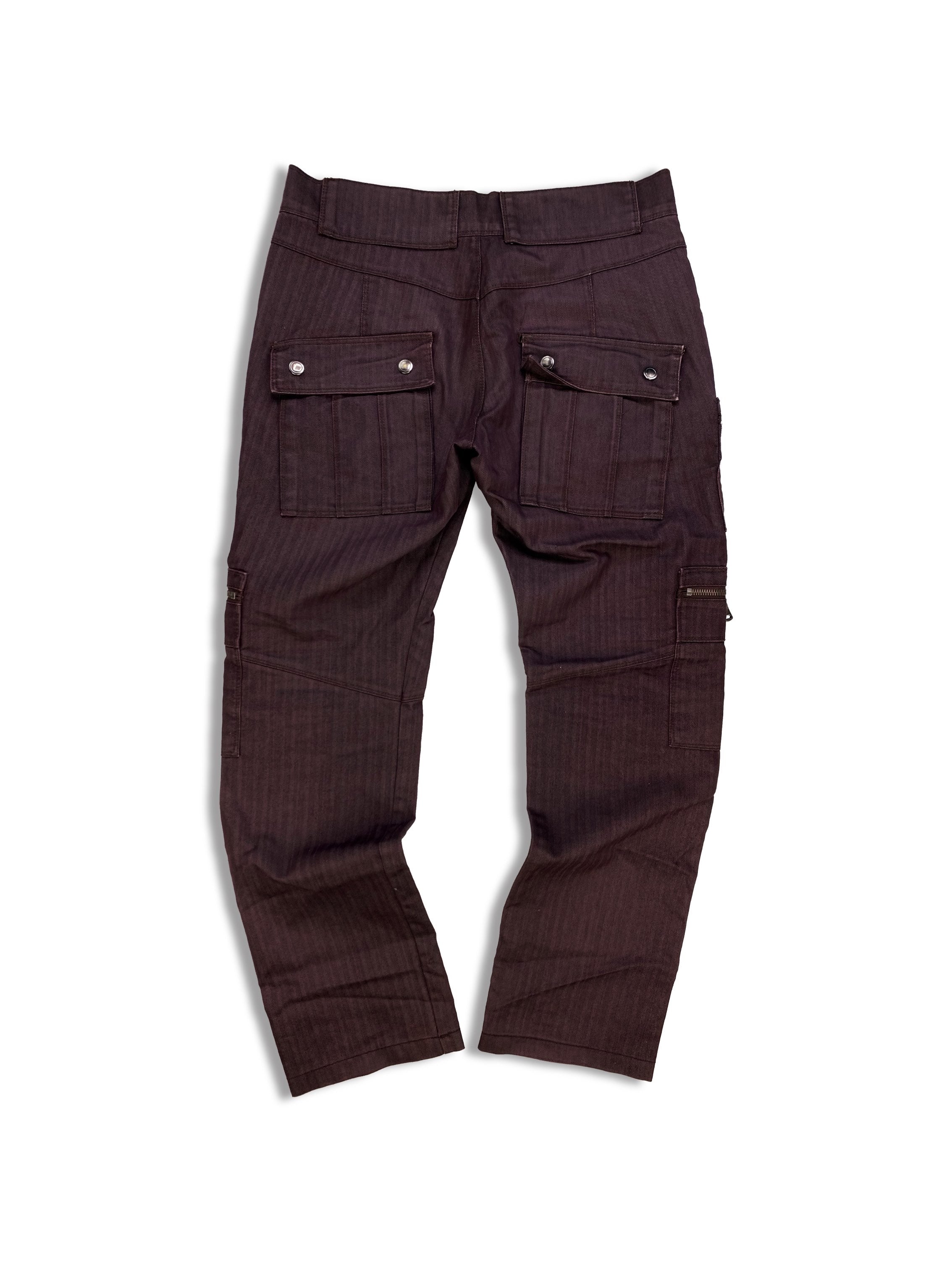 00s Semantic Design Burgundy Multi Pocket Cargo Pants