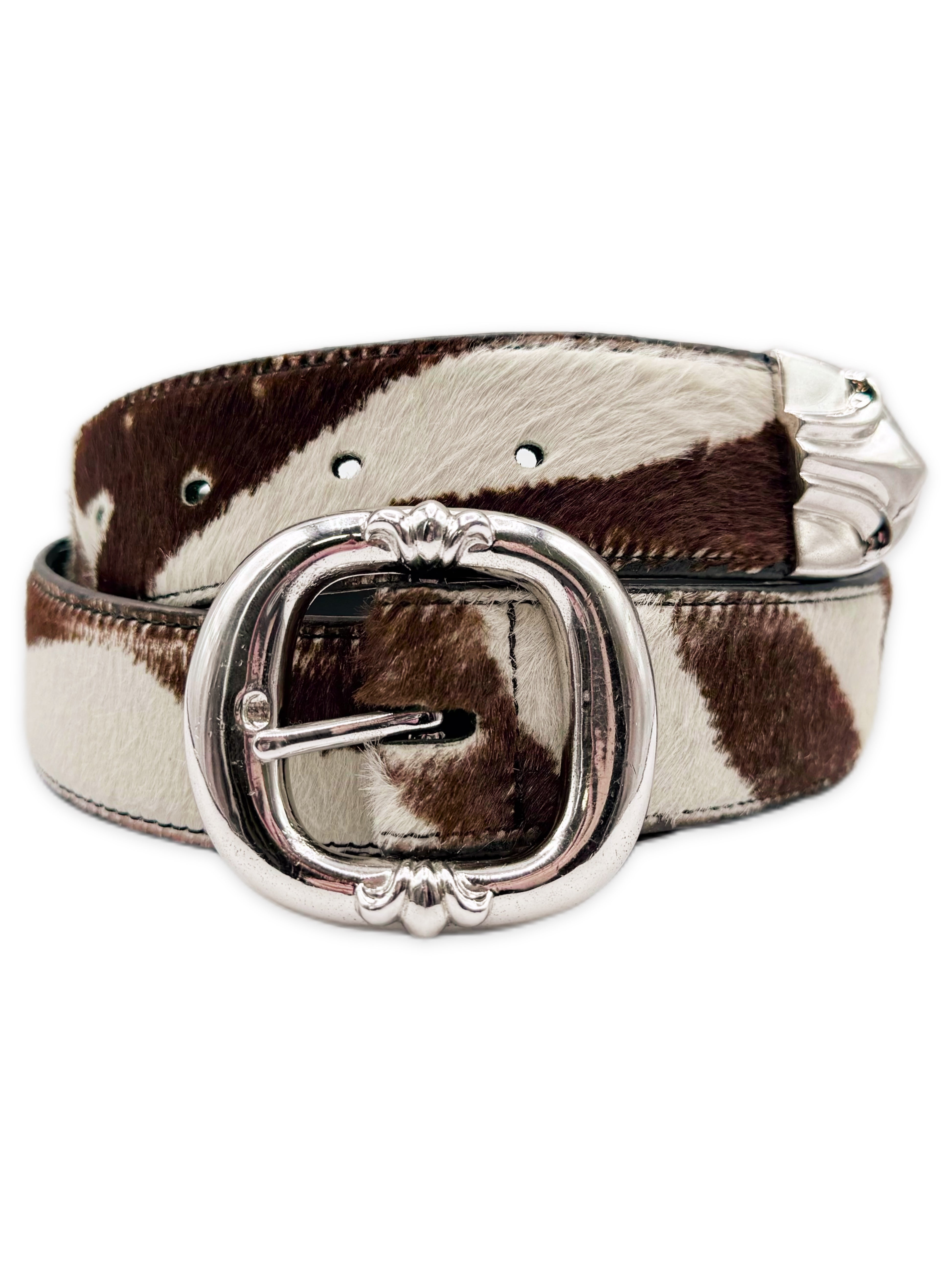 Chrome Hearts Zebra Pony Hair 2-Piece Leather Gunslinger Belt