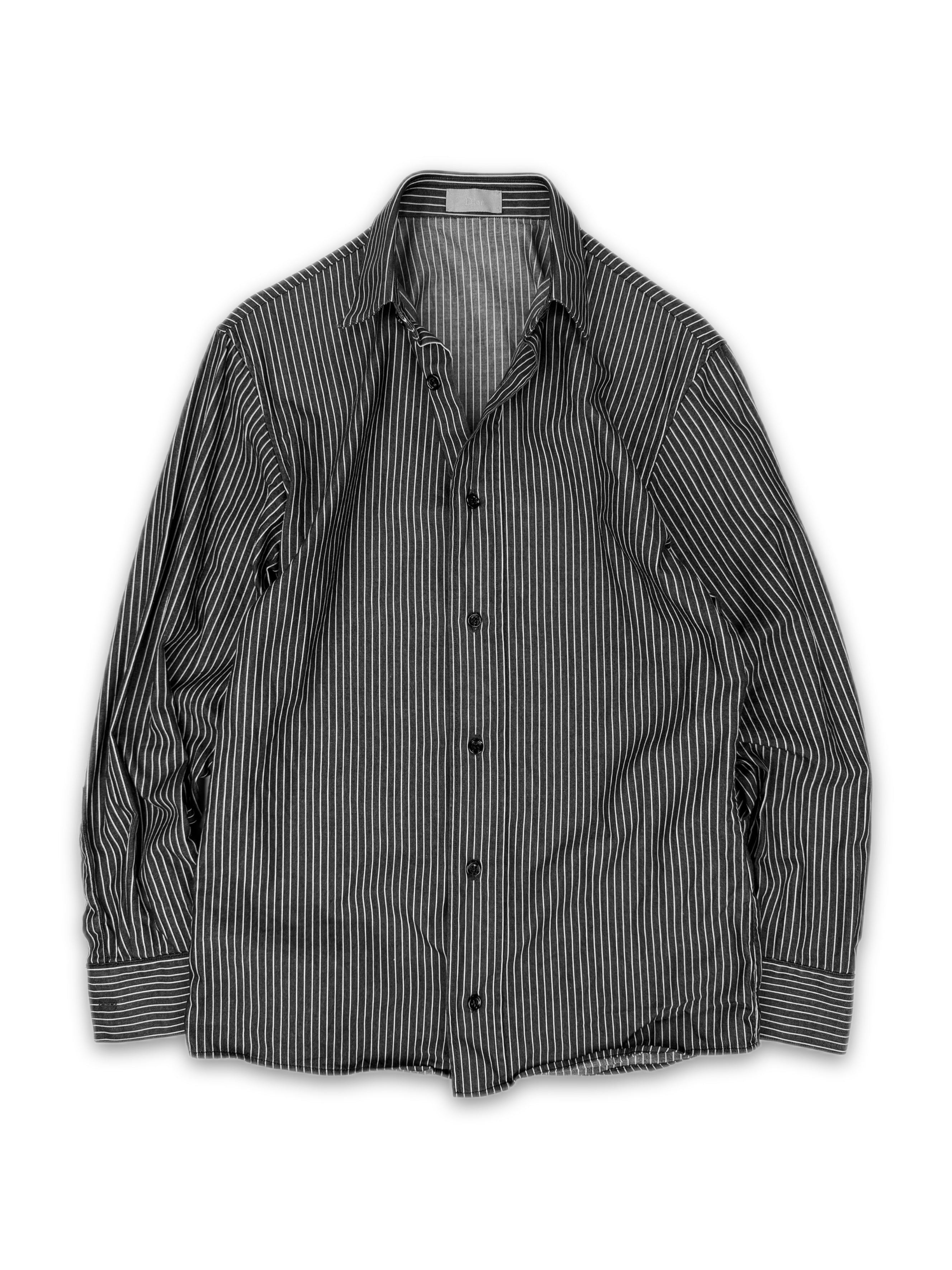 00s Dior Homme Black Pinstripe Button Up Long Sleeve Shirt