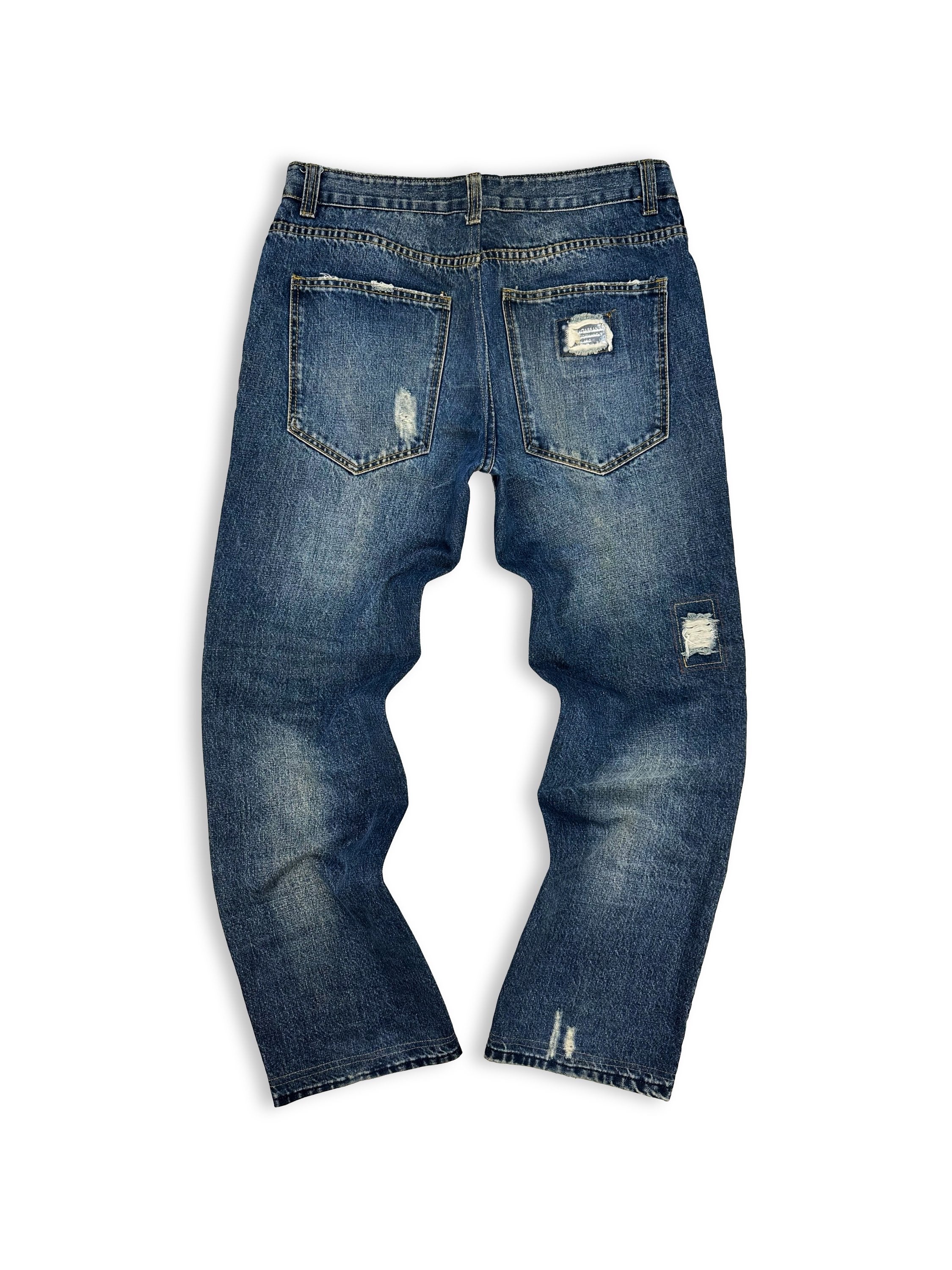 00s Dolce & Gabbana ‘Patchwork’ Wide Cut Indigo Denim