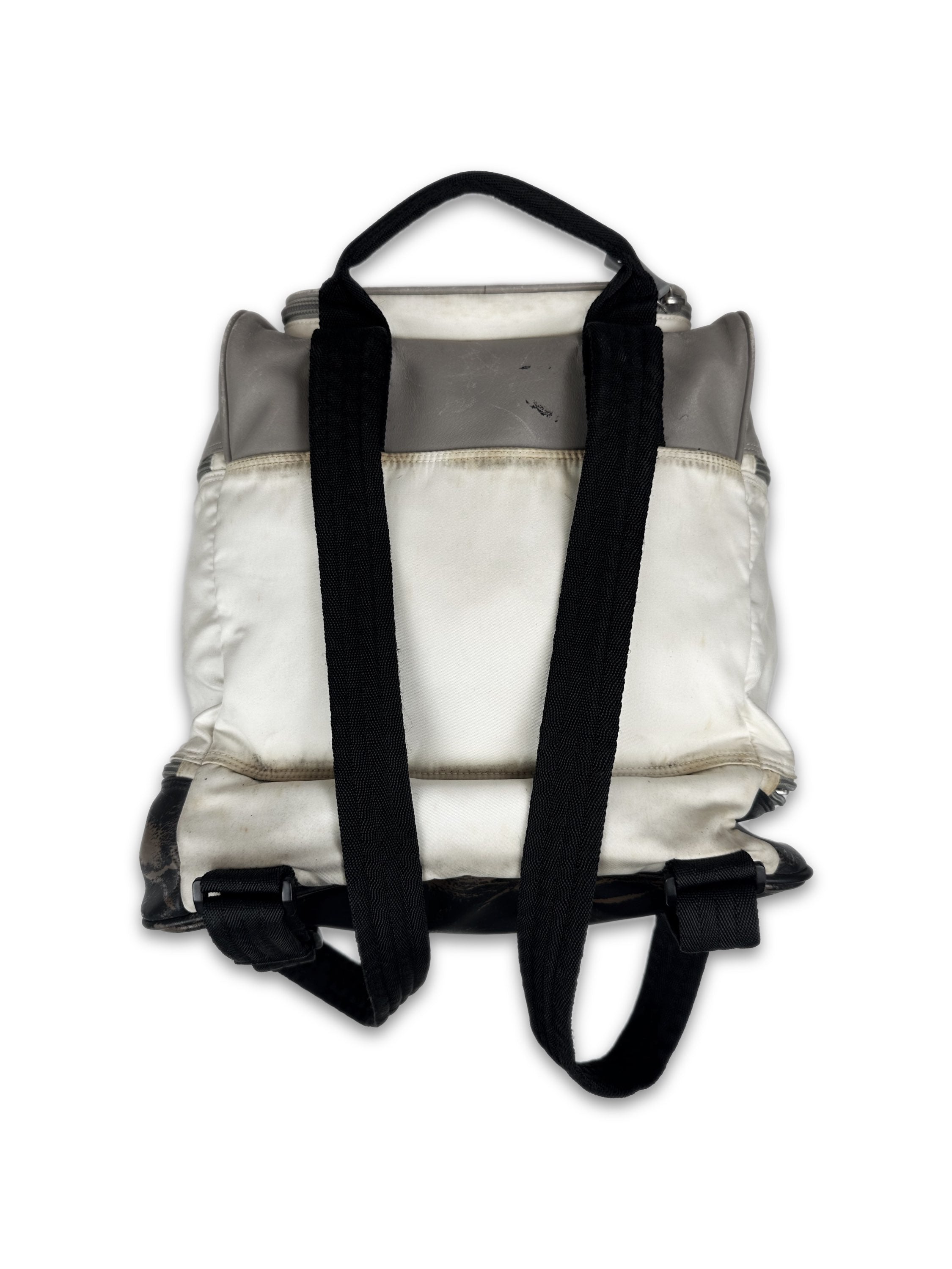 00s Chanel Sport Top Loading White Leather Backpack