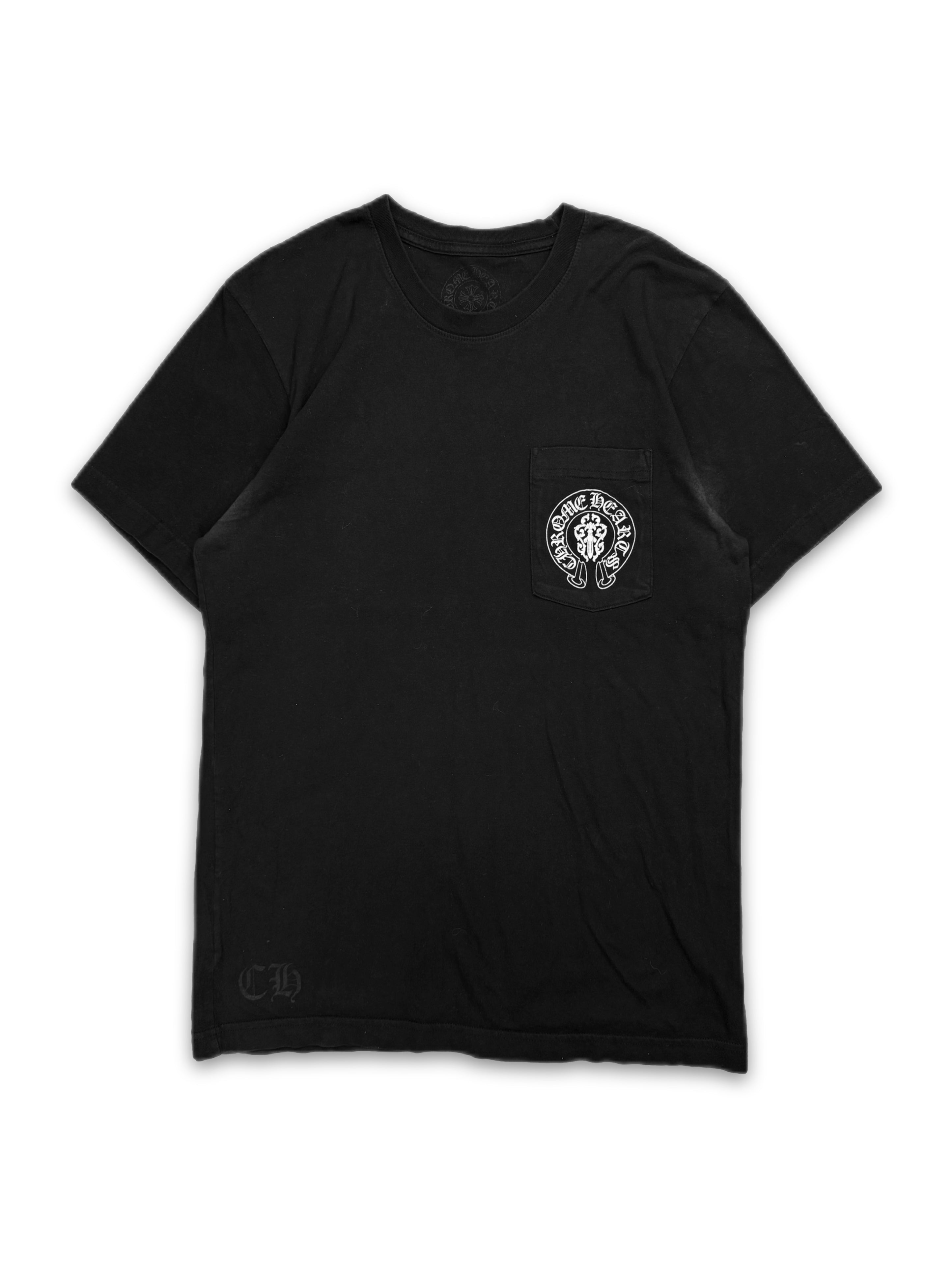 Chrome Hearts USA Flag Horse Shoe Dagger Logo Pocket T-Shirt