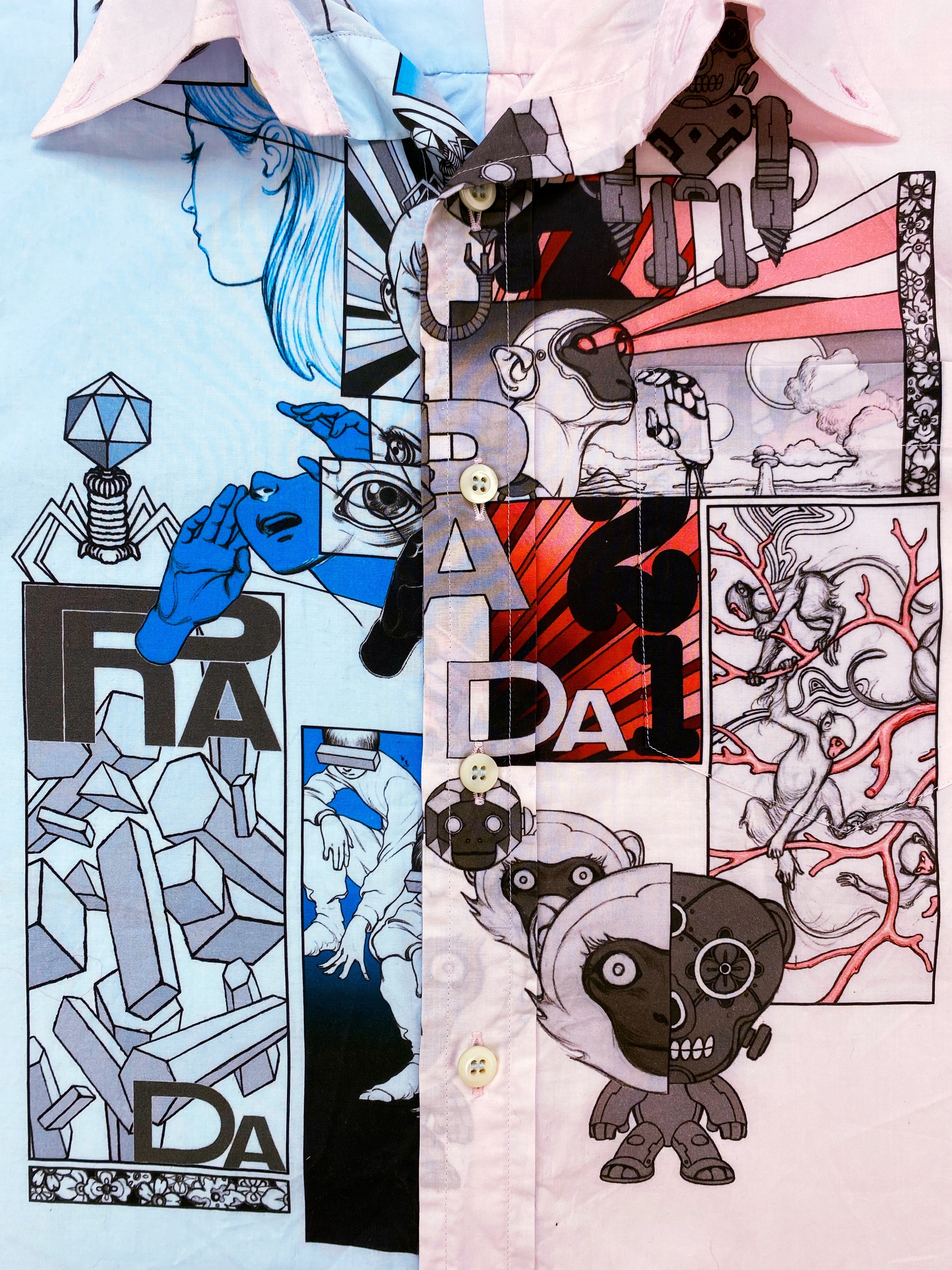 SS18 Prada James Jean “Split” Graphic Camp-collar Shirt