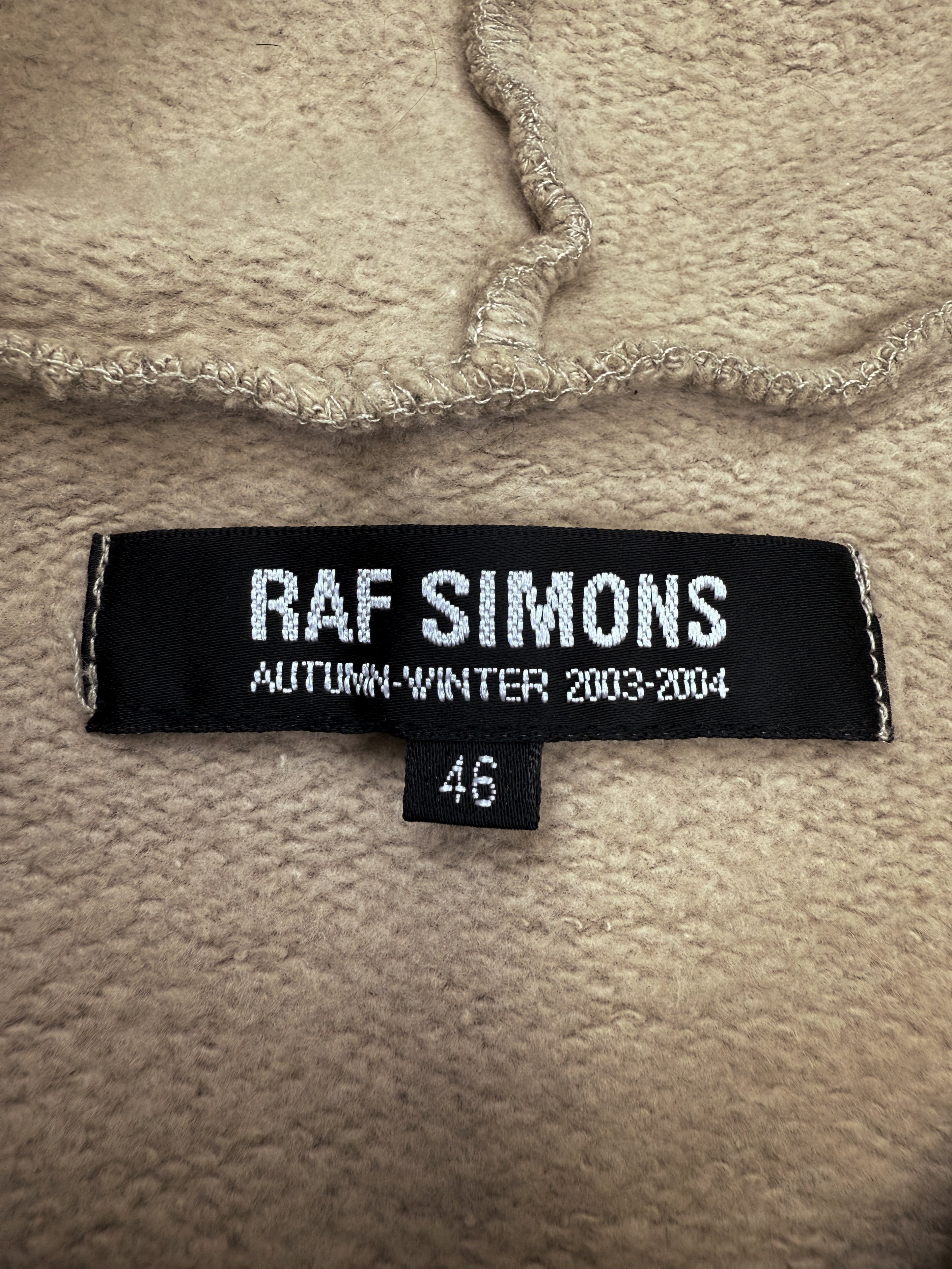 AW03 Raf Simons PCL Closer Raglan New Order Beige Graphic Hoodie