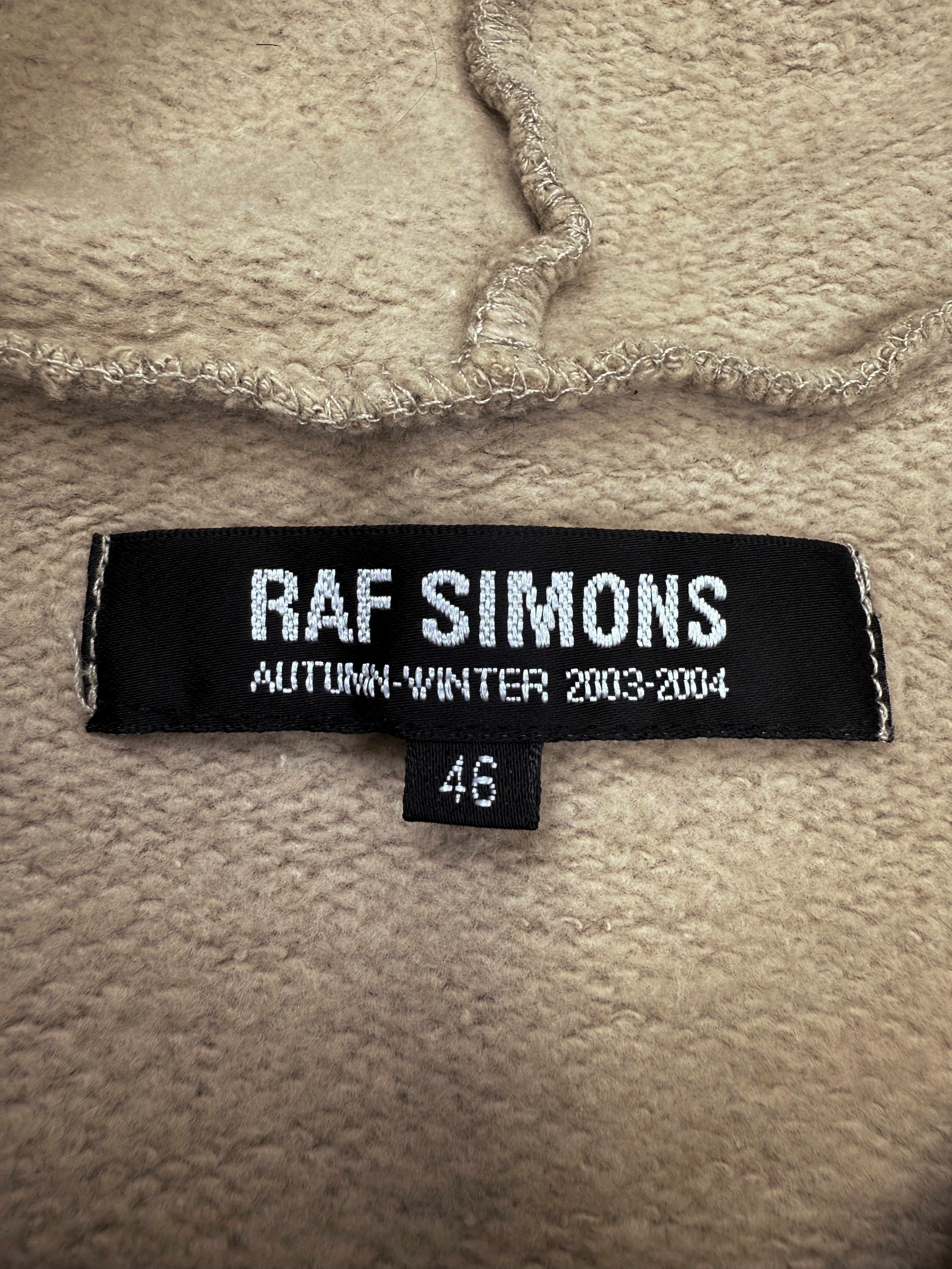 AW03 Raf Simons PCL Closer Raglan New Order Beige Graphic Hoodie